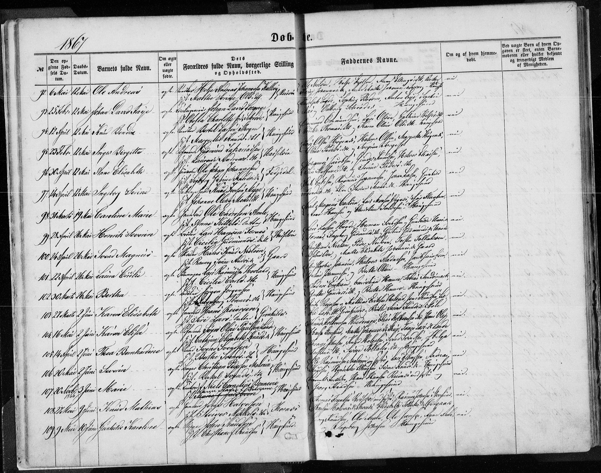 Torvastad sokneprestkontor, AV/SAST-A -101857/H/Ha/Haa/L0012: Ministerialbok nr. A 12.1, 1867-1877, s. 9