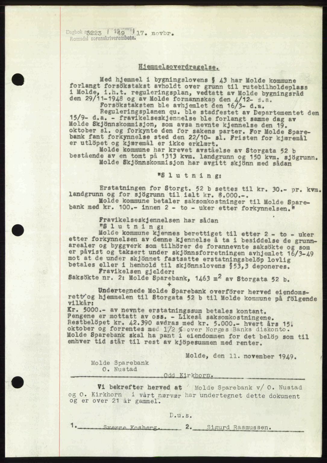 Romsdal sorenskriveri, SAT/A-4149/1/2/2C: Pantebok nr. A31, 1949-1949, Dagboknr: 3223/1949