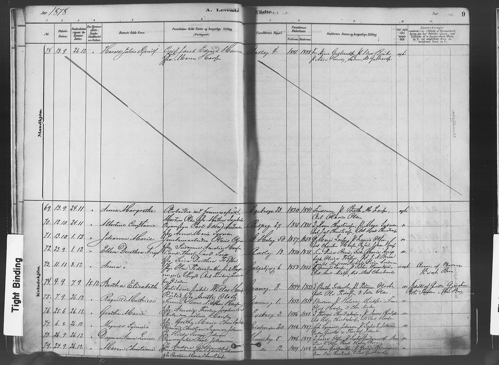 Gamlebyen prestekontor Kirkebøker, AV/SAO-A-10884/F/Fa/L0005: Ministerialbok nr. 5, 1878-1889, s. 9