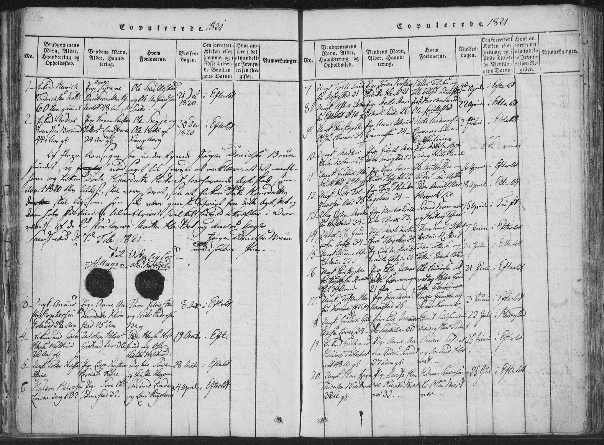 Sandsvær kirkebøker, AV/SAKO-A-244/F/Fa/L0004: Ministerialbok nr. I 4, 1817-1839, s. 376-377