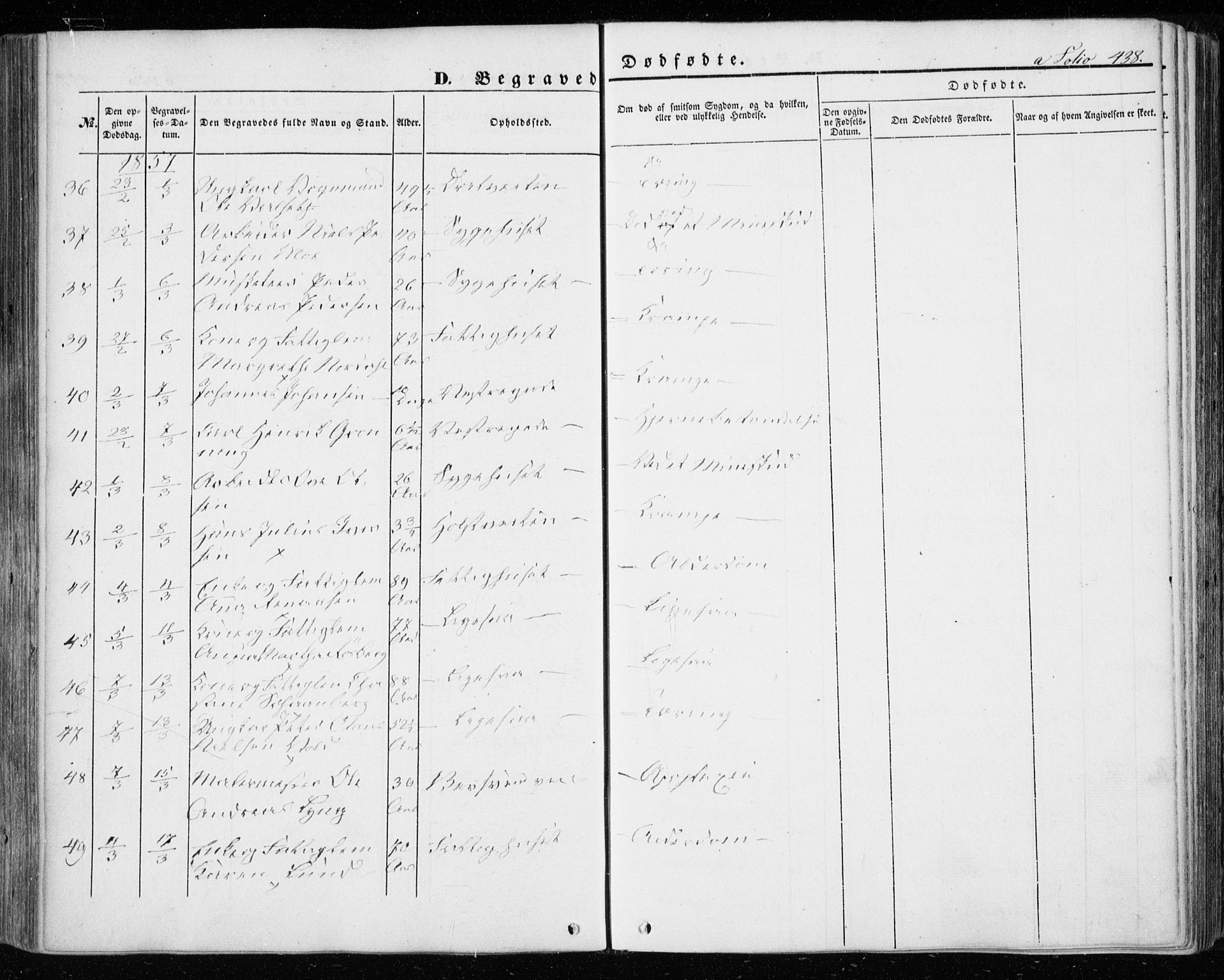 Ministerialprotokoller, klokkerbøker og fødselsregistre - Sør-Trøndelag, SAT/A-1456/601/L0051: Ministerialbok nr. 601A19, 1848-1857, s. 438