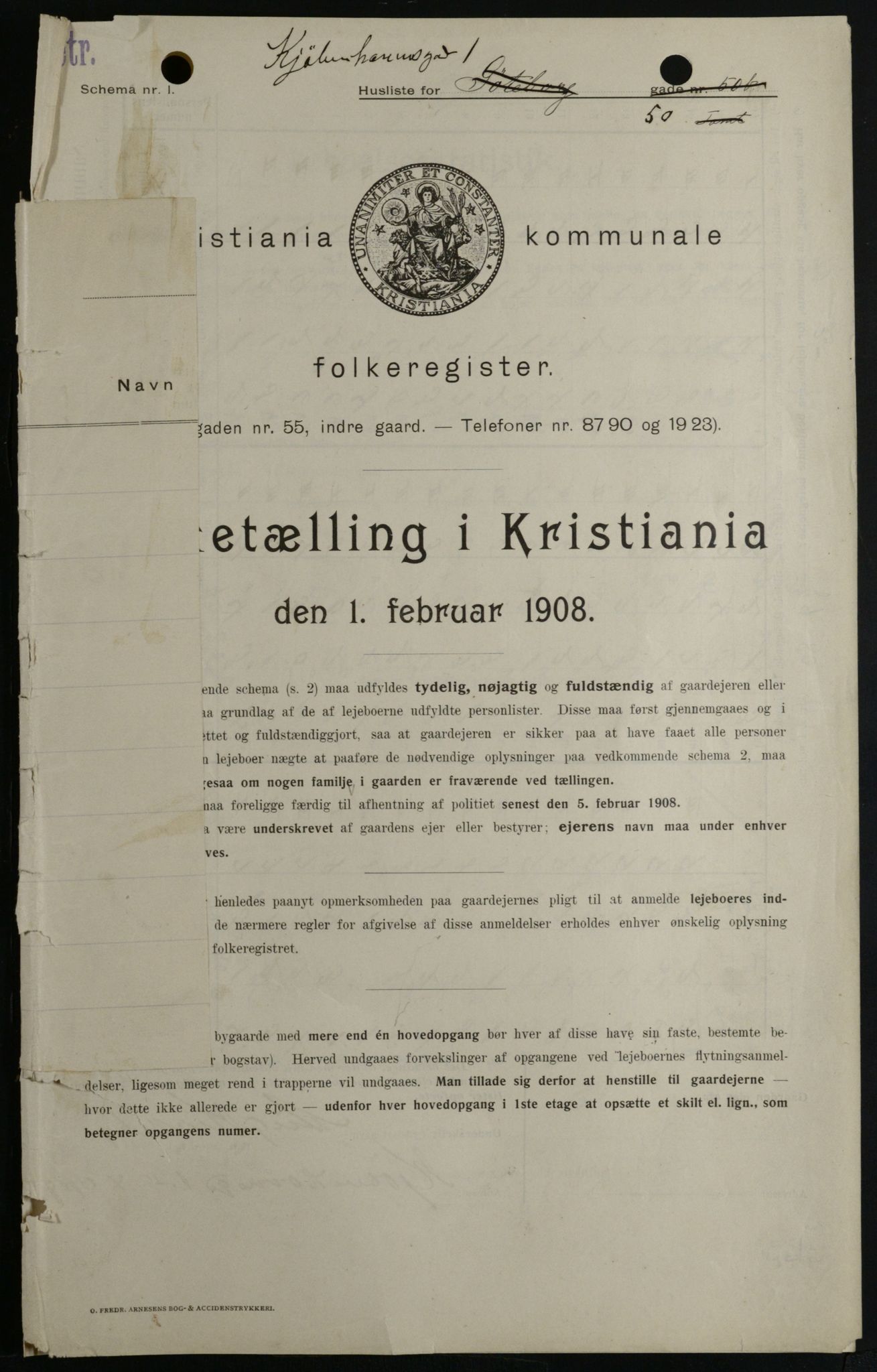OBA, Kommunal folketelling 1.2.1908 for Kristiania kjøpstad, 1908, s. 49327