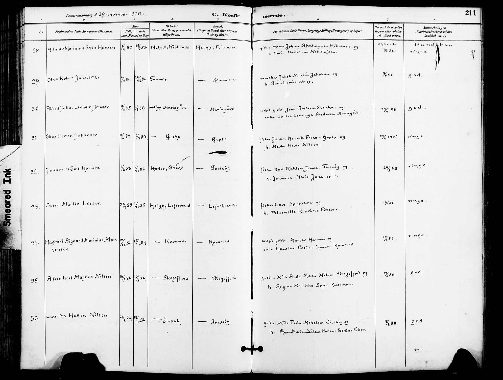 Karlsøy sokneprestembete, AV/SATØ-S-1299/H/Ha/Haa/L0007kirke: Ministerialbok nr. 7, 1891-1902, s. 211