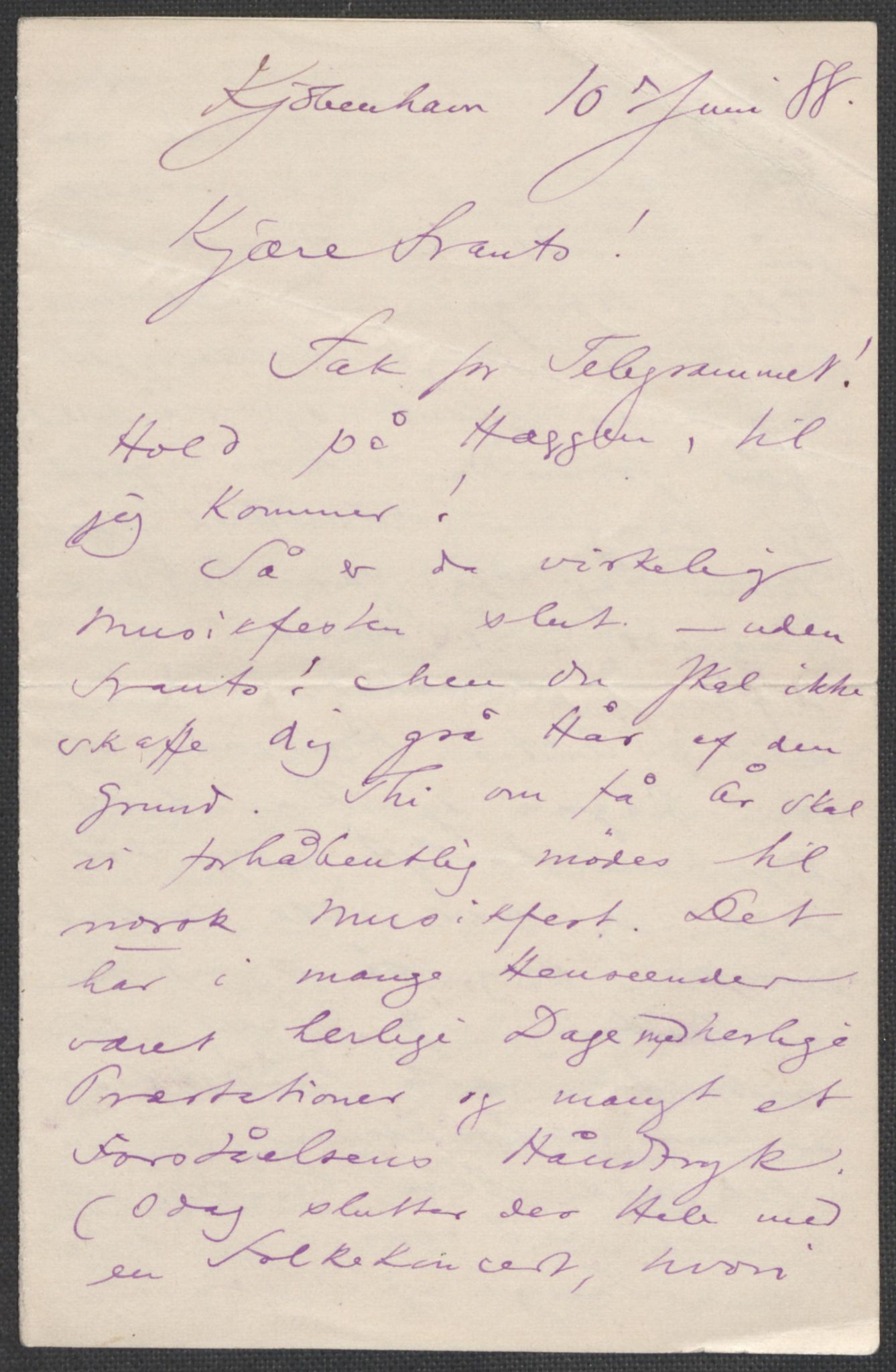 Beyer, Frants, RA/PA-0132/F/L0001: Brev fra Edvard Grieg til Frantz Beyer og "En del optegnelser som kan tjene til kommentar til brevene" av Marie Beyer, 1872-1907, s. 288