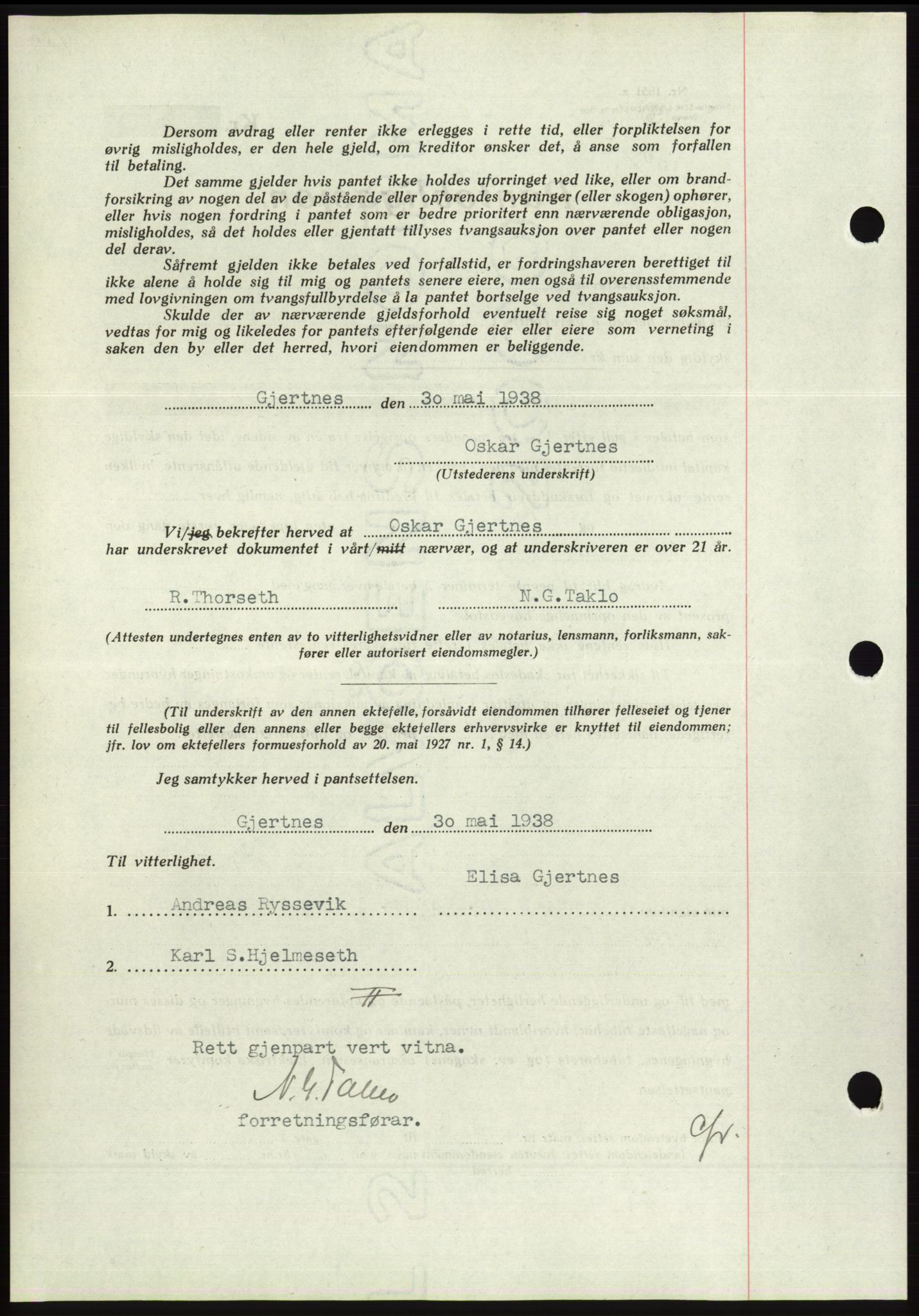 Søre Sunnmøre sorenskriveri, AV/SAT-A-4122/1/2/2C/L0065: Pantebok nr. 59, 1938-1938, Dagboknr: 900/1938