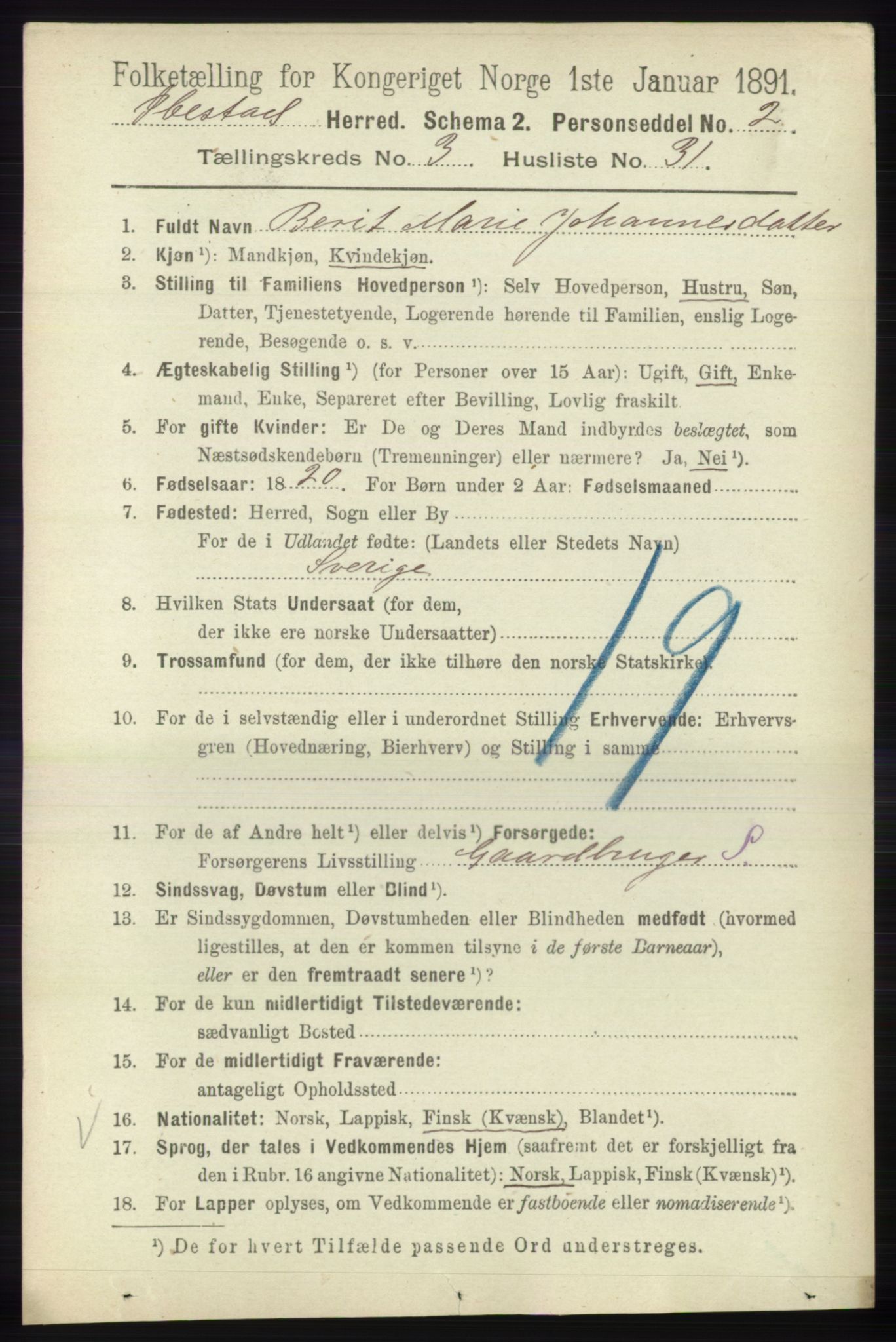 RA, Folketelling 1891 for 1917 Ibestad herred, 1891, s. 1951