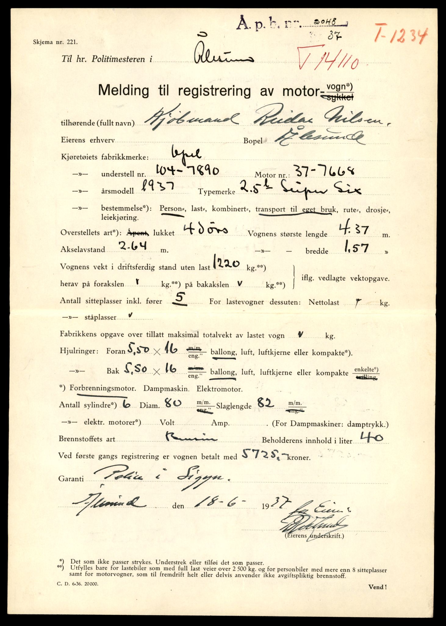 Møre og Romsdal vegkontor - Ålesund trafikkstasjon, AV/SAT-A-4099/F/Fe/L0043: Registreringskort for kjøretøy T 14080 - T 14204, 1927-1998, s. 807