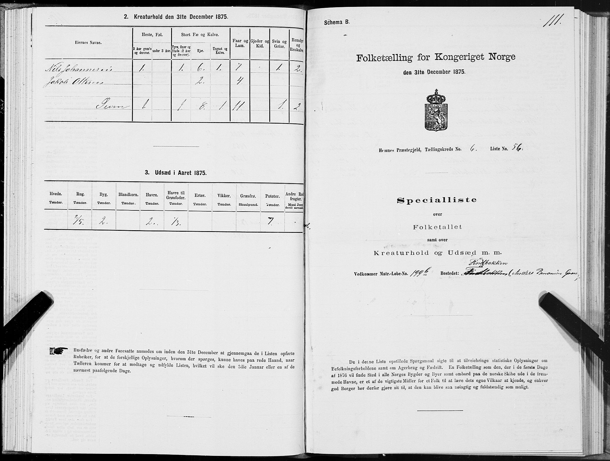 SAT, Folketelling 1875 for 1832P Hemnes prestegjeld, 1875, s. 4111