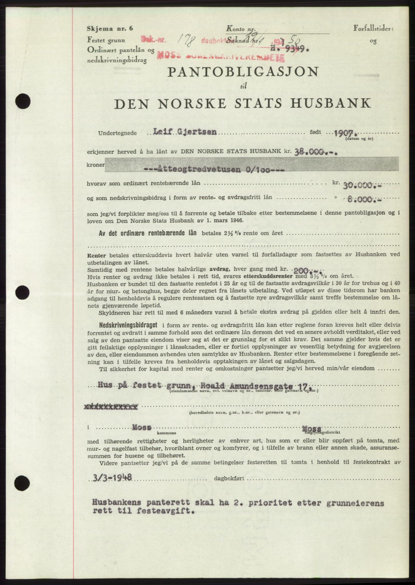 Moss sorenskriveri, SAO/A-10168: Pantebok nr. B23, 1949-1950, Dagboknr: 178/1950