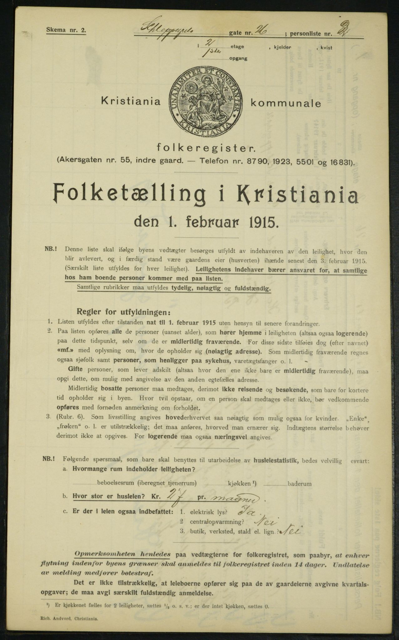 OBA, Kommunal folketelling 1.2.1915 for Kristiania, 1915, s. 89874