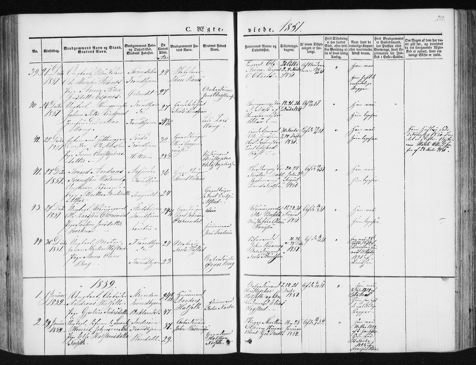 Ministerialprotokoller, klokkerbøker og fødselsregistre - Sør-Trøndelag, AV/SAT-A-1456/602/L0110: Ministerialbok nr. 602A08, 1840-1854, s. 212