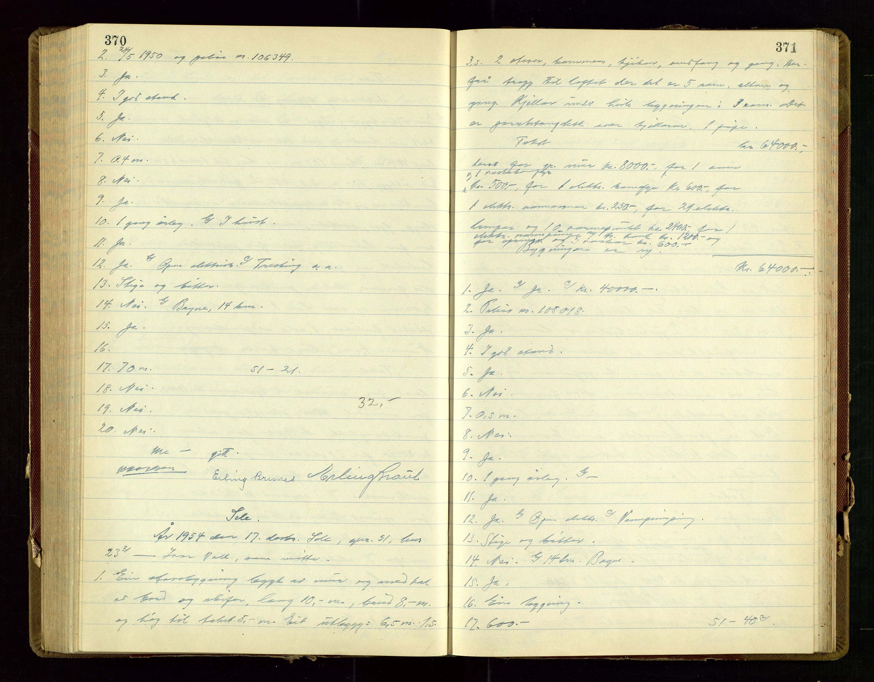Klepp lensmannskontor, AV/SAST-A-100163/Gob/L0009: "Branntakstprotokoll", 1952-1955, s. 370-371