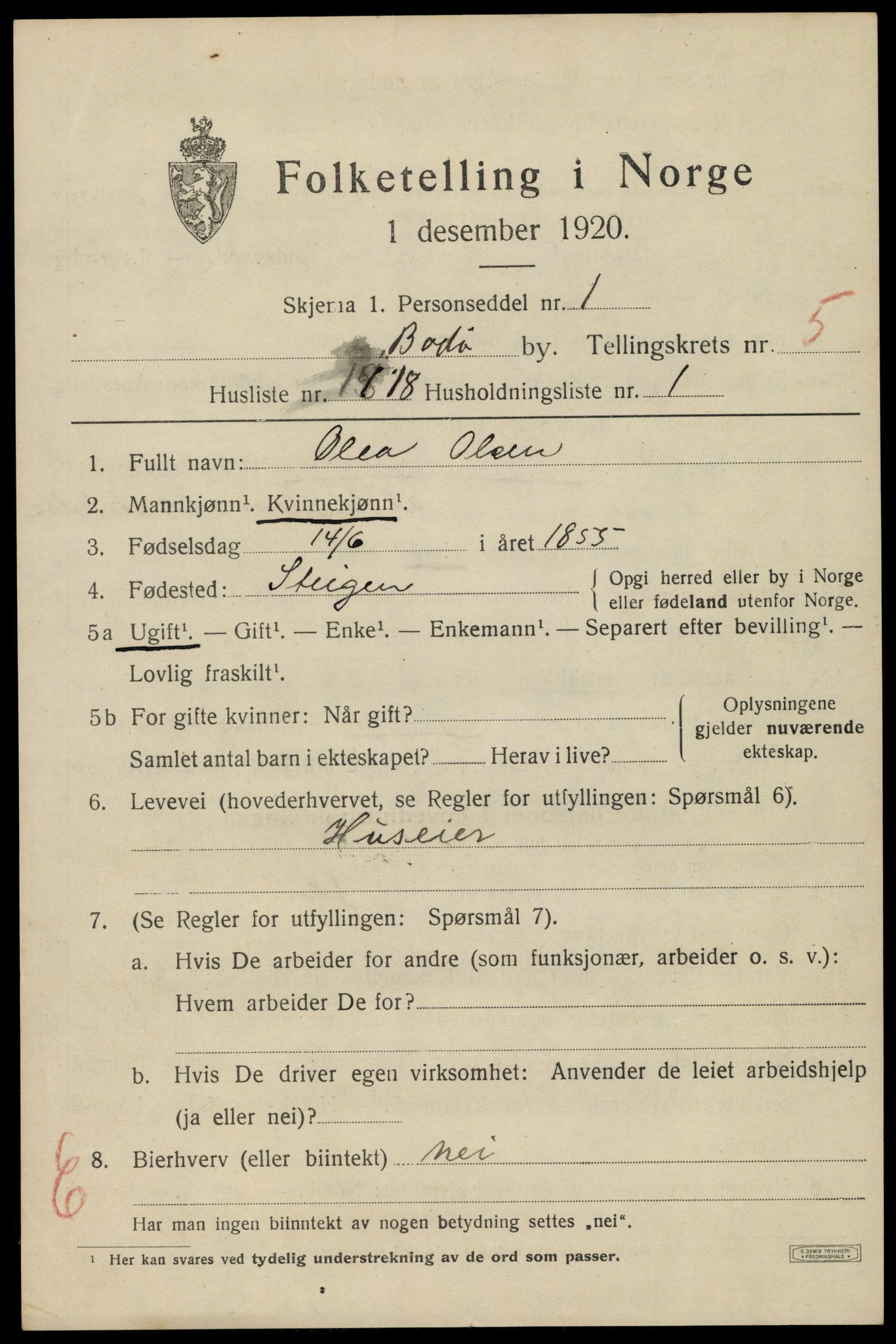 SAT, Folketelling 1920 for 1804 Bodø kjøpstad, 1920, s. 8879