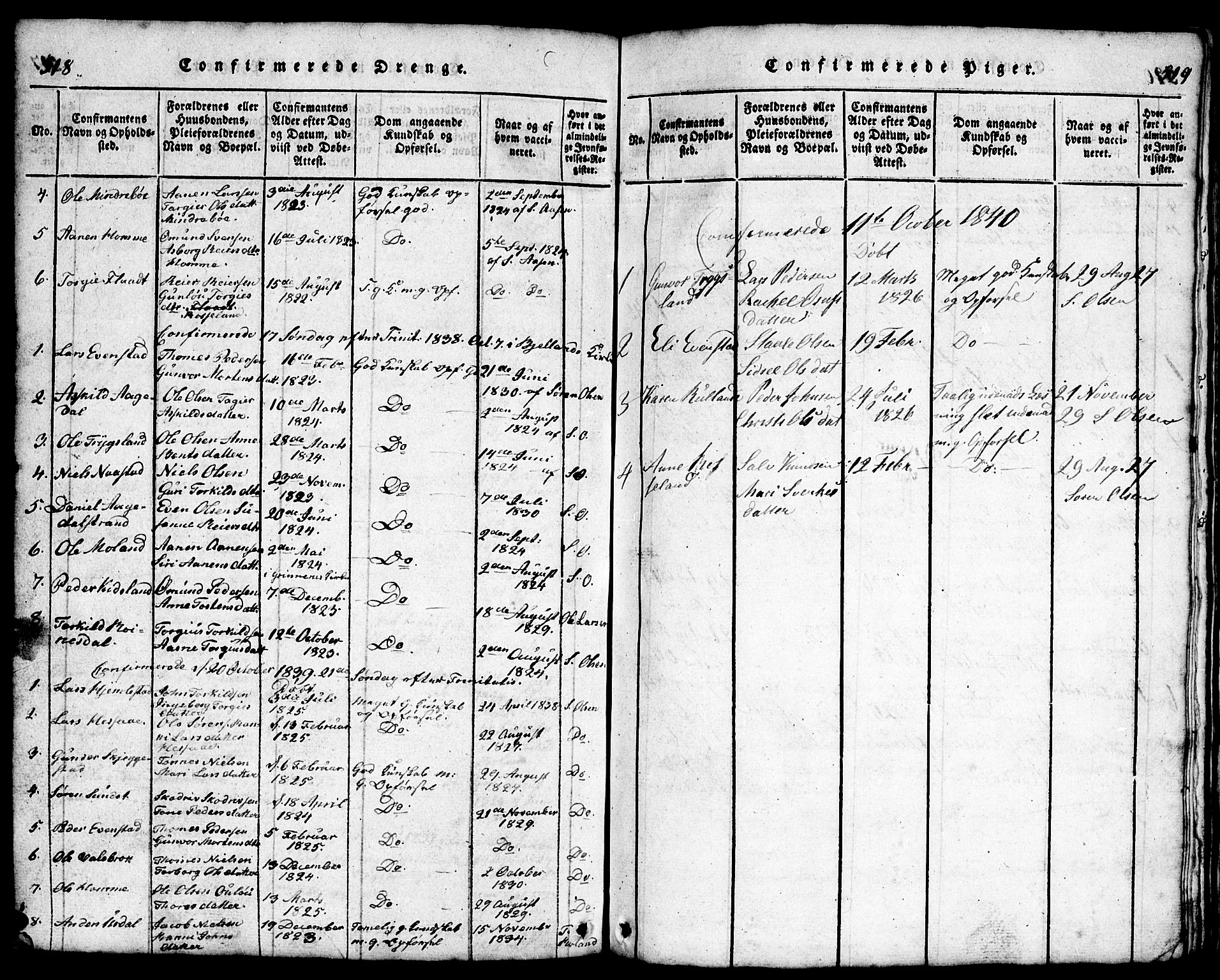 Bjelland sokneprestkontor, SAK/1111-0005/F/Fb/Fba/L0003: Klokkerbok nr. B 3, 1816-1870, s. 518-519