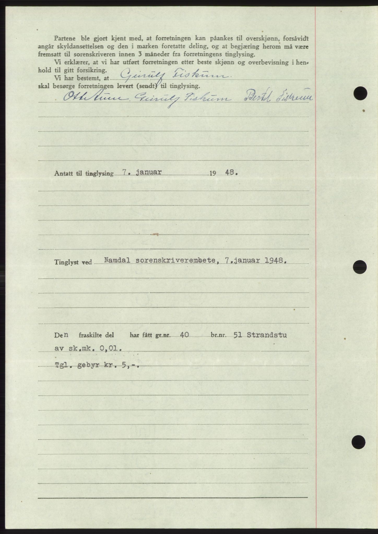 Namdal sorenskriveri, SAT/A-4133/1/2/2C: Pantebok nr. -, 1947-1948, Dagboknr: 38/1948