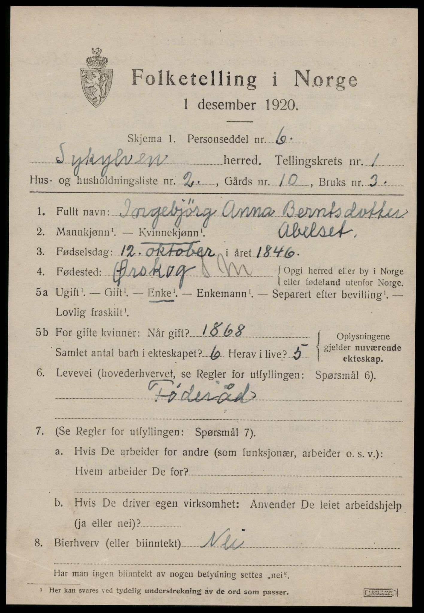 SAT, Folketelling 1920 for 1528 Sykkylven herred, 1920, s. 943