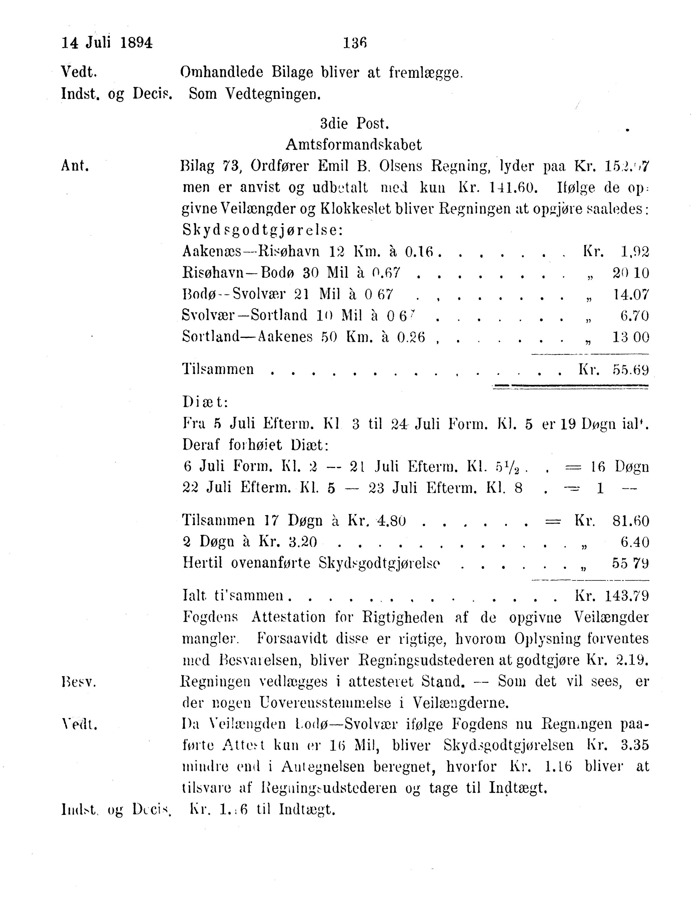 Nordland Fylkeskommune. Fylkestinget, AIN/NFK-17/176/A/Ac/L0017: Fylkestingsforhandlinger 1894, 1894