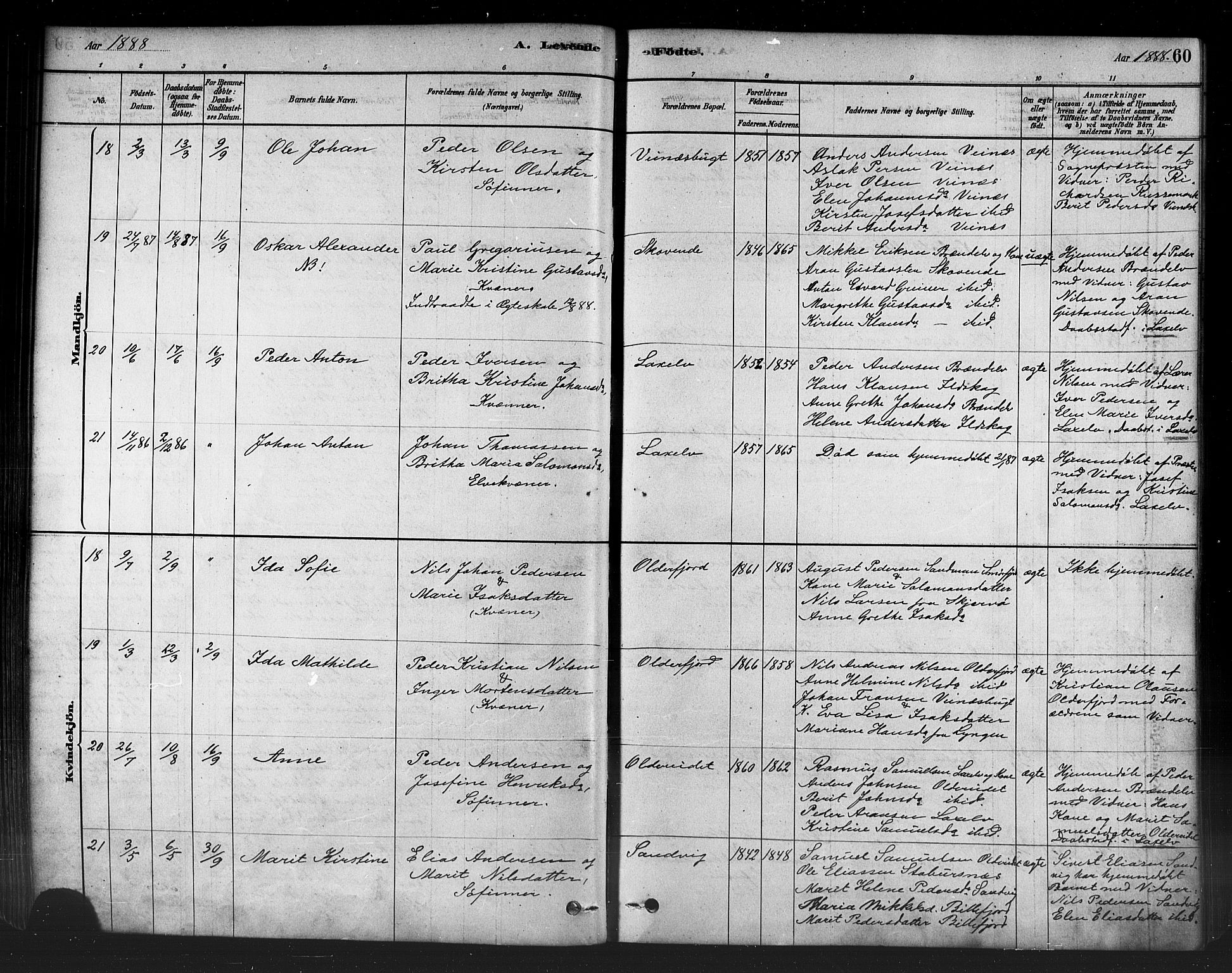 Kistrand/Porsanger sokneprestembete, AV/SATØ-S-1351/H/Ha/L0007.kirke: Ministerialbok nr. 7, 1881-1889, s. 60