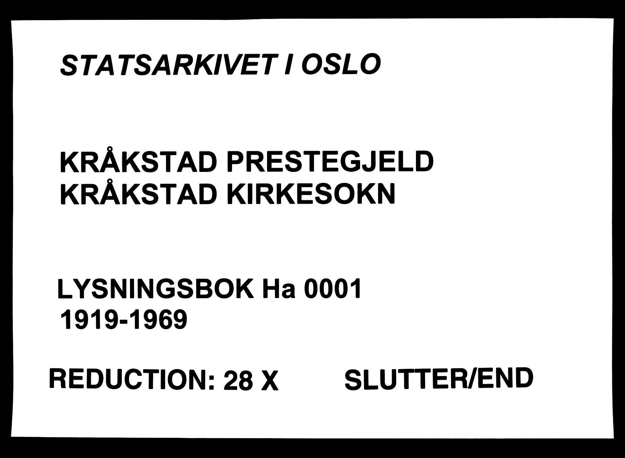 Kråkstad prestekontor Kirkebøker, AV/SAO-A-10125a/H/Ha/L0001: Lysningsprotokoll nr. I 1, 1919-1969