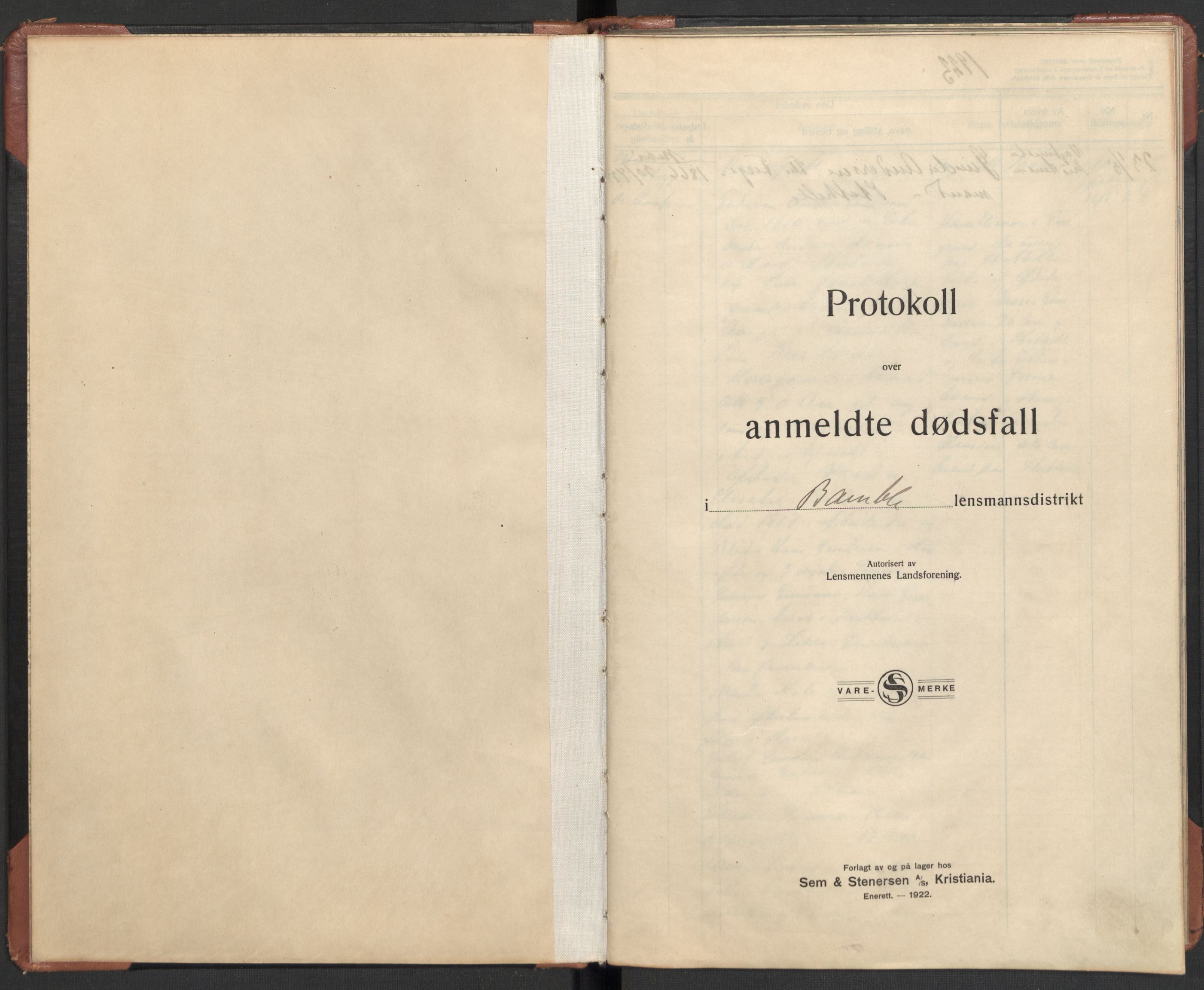 Bamble lensmannskontor, AV/SAKO-A-552/H/Ha/Haa/L0004: Dødsfallsprotokoll, 1923-1926