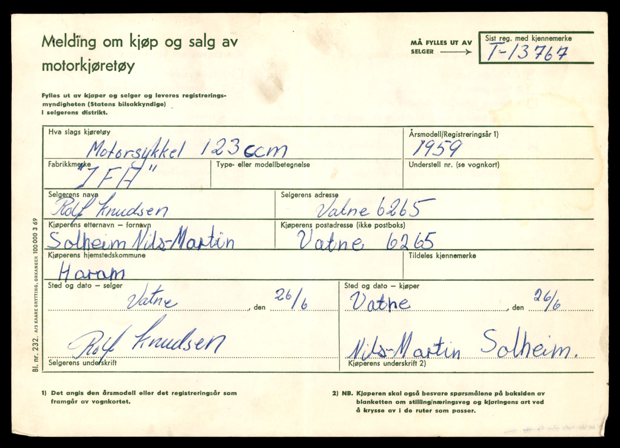 Møre og Romsdal vegkontor - Ålesund trafikkstasjon, AV/SAT-A-4099/F/Fe/L0041: Registreringskort for kjøretøy T 13710 - T 13905, 1927-1998, s. 975