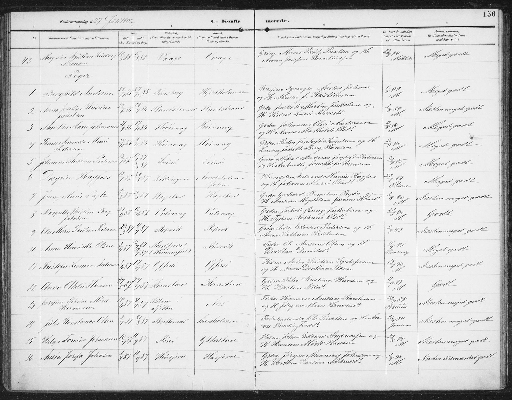 Ministerialprotokoller, klokkerbøker og fødselsregistre - Nordland, AV/SAT-A-1459/872/L1036: Ministerialbok nr. 872A11, 1897-1913, s. 156