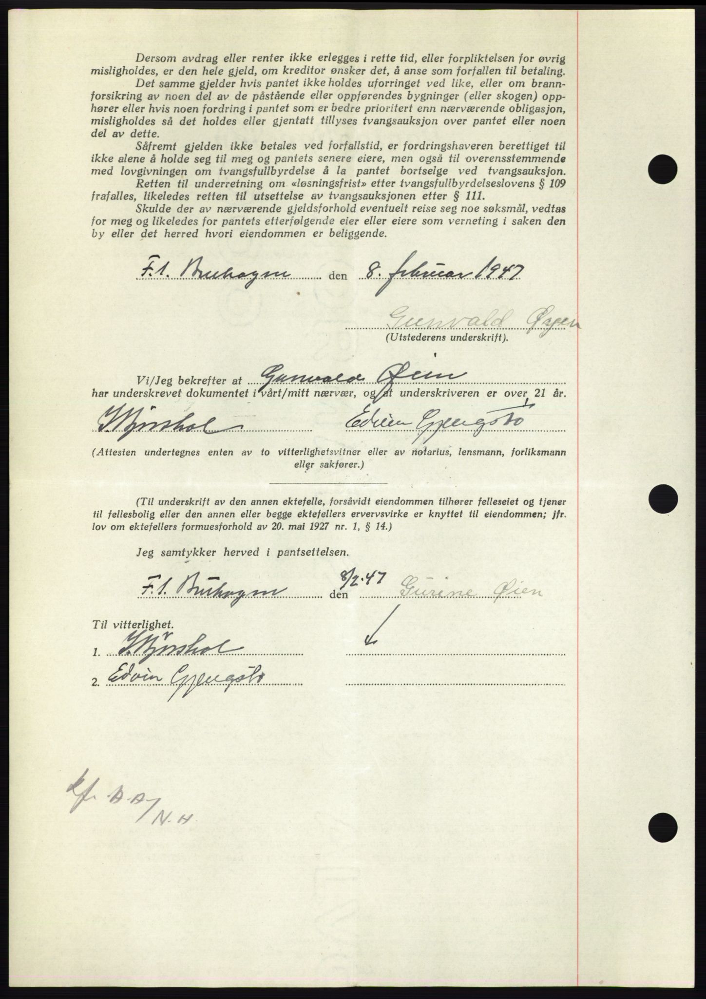 Nordmøre sorenskriveri, AV/SAT-A-4132/1/2/2Ca: Pantebok nr. B95, 1946-1947, Dagboknr: 424/1947