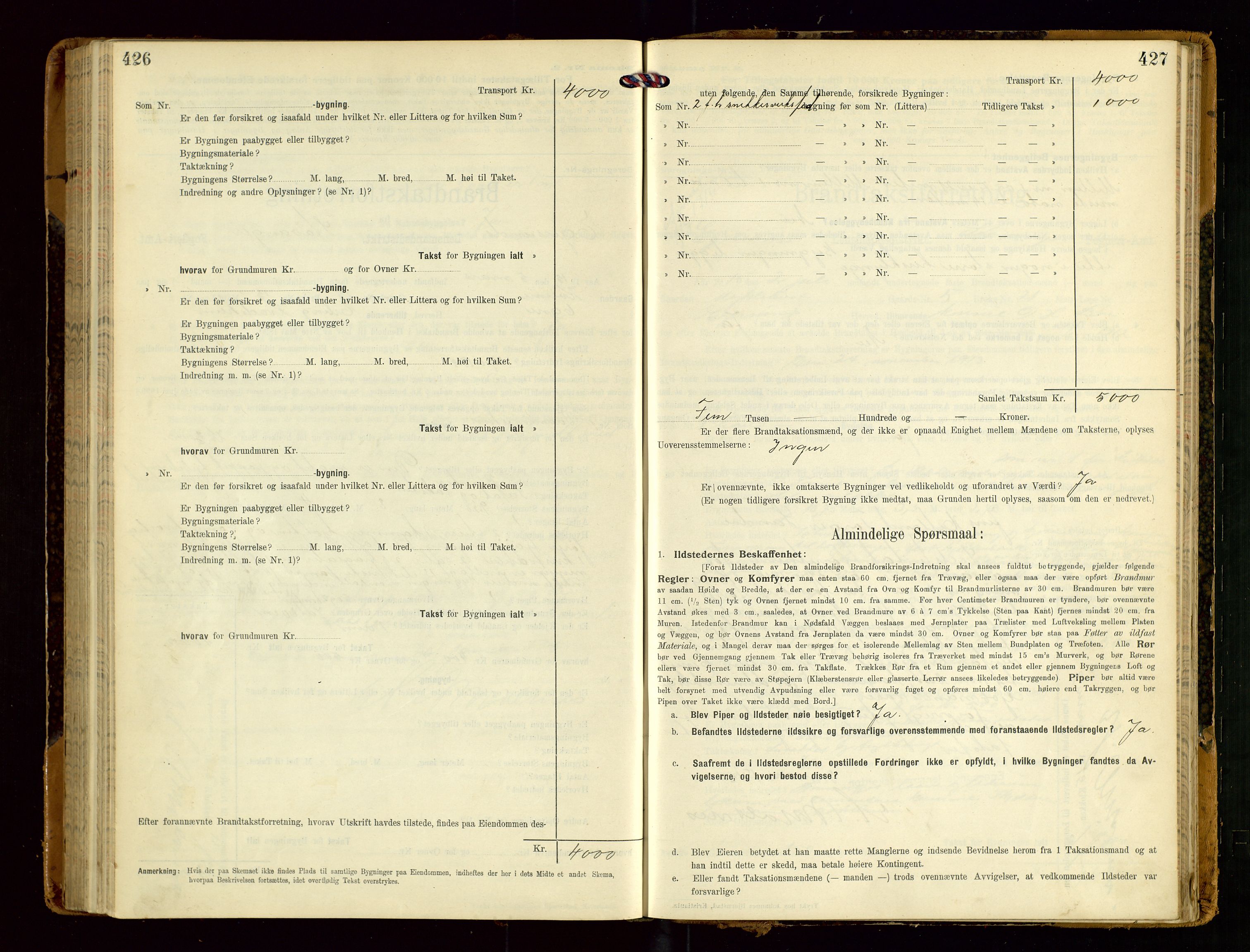 Eigersund lensmannskontor, AV/SAST-A-100171/Gob/L0002: "Brandtakstprotokol", 1910-1916, s. 426-427