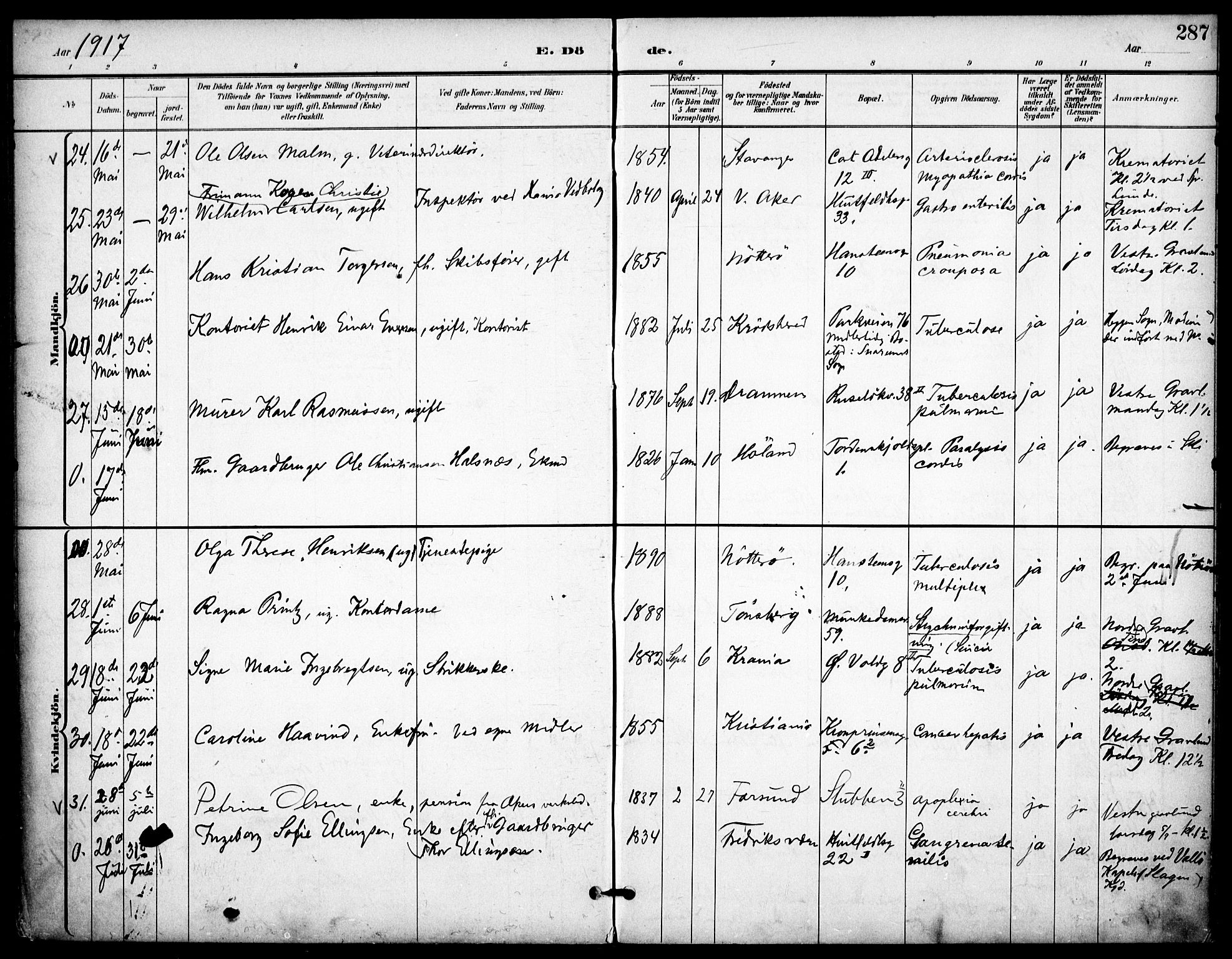 Johannes prestekontor Kirkebøker, AV/SAO-A-10852/F/Fa/L0008: Ministerialbok nr. 8, 1897-1917, s. 287