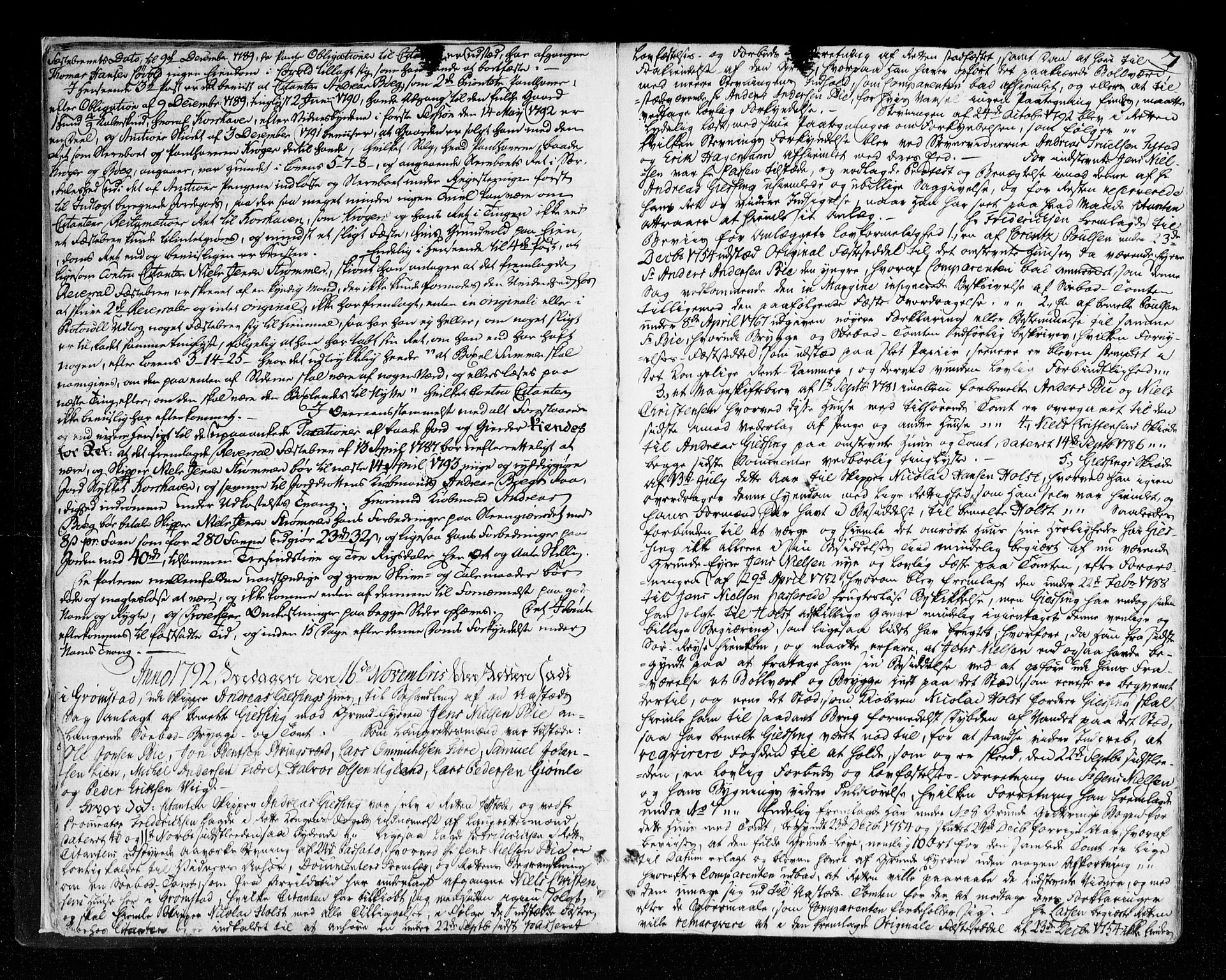 Nedenes sorenskriveri før 1824, AV/SAK-1221-0007/F/Fa/L0040: Tingbok med register nr 35, 1792-1796, s. 6b-7a