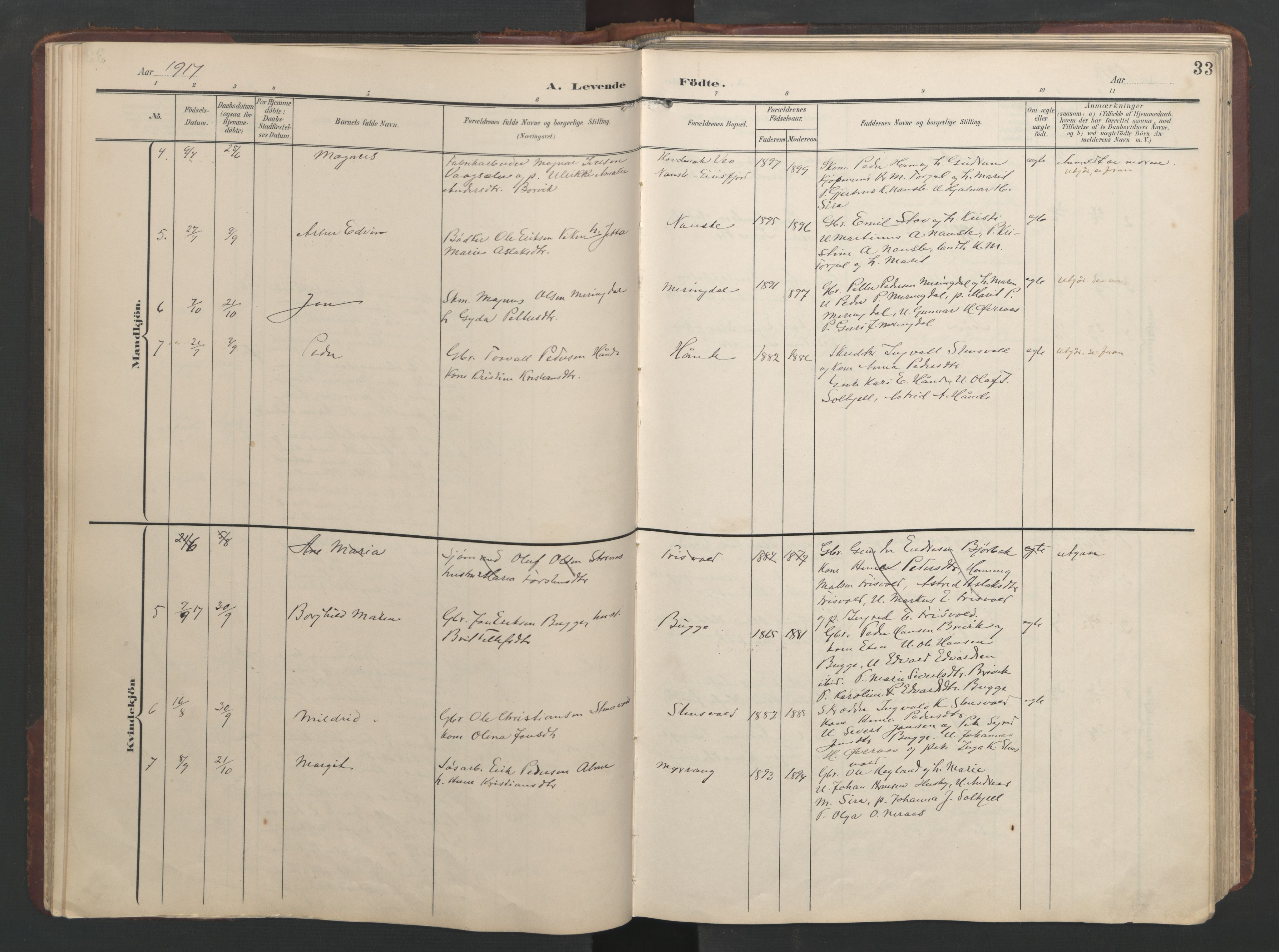 Ministerialprotokoller, klokkerbøker og fødselsregistre - Møre og Romsdal, SAT/A-1454/552/L0639: Klokkerbok nr. 552C02, 1903-1960, s. 33