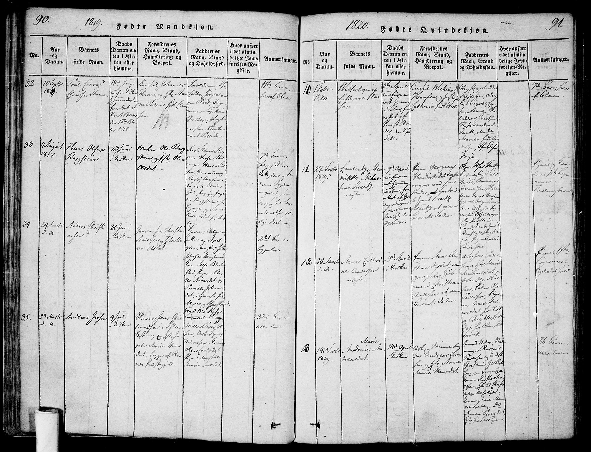 Halden prestekontor Kirkebøker, AV/SAO-A-10909/F/Fa/L0003: Ministerialbok nr. I 3, 1815-1834, s. 90-91