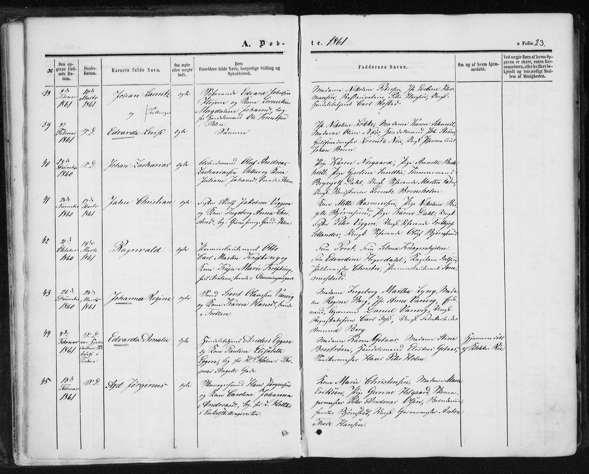 Ministerialprotokoller, klokkerbøker og fødselsregistre - Sør-Trøndelag, SAT/A-1456/602/L0115: Ministerialbok nr. 602A13, 1860-1872, s. 23
