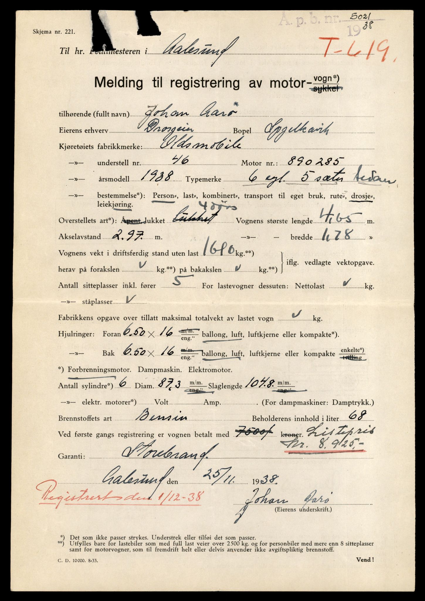 Møre og Romsdal vegkontor - Ålesund trafikkstasjon, AV/SAT-A-4099/F/Fe/L0042: Registreringskort for kjøretøy T 13906 - T 14079, 1927-1998, s. 1805