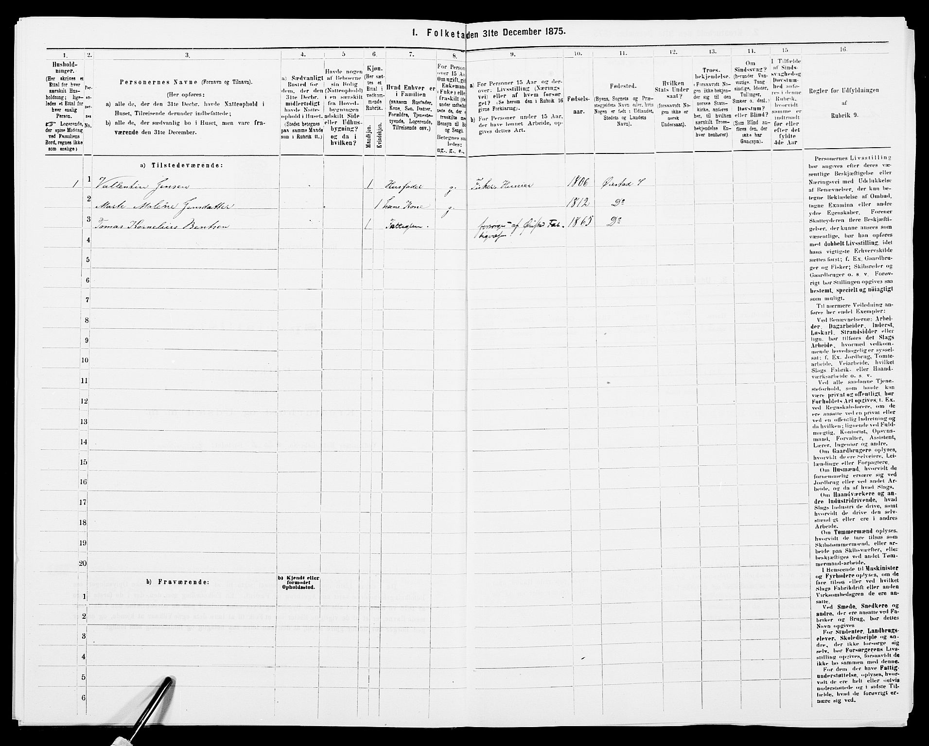 SAK, Folketelling 1875 for 0922P Hisøy prestegjeld, 1875, s. 507