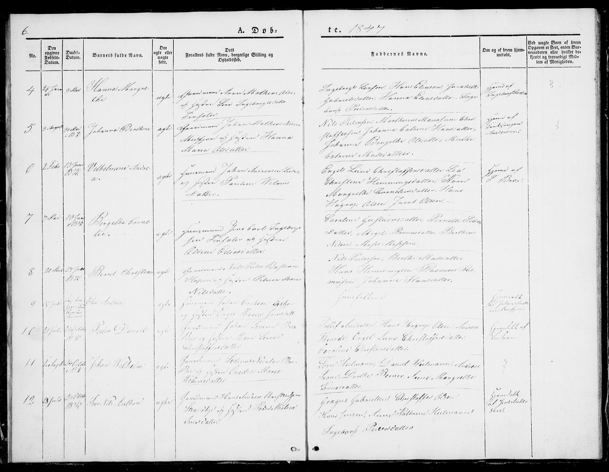 Berg sokneprestkontor, SATØ/S-1318/G/Ga/Gab/L0001klokker: Klokkerbok nr. 1, 1843-1851, s. 6