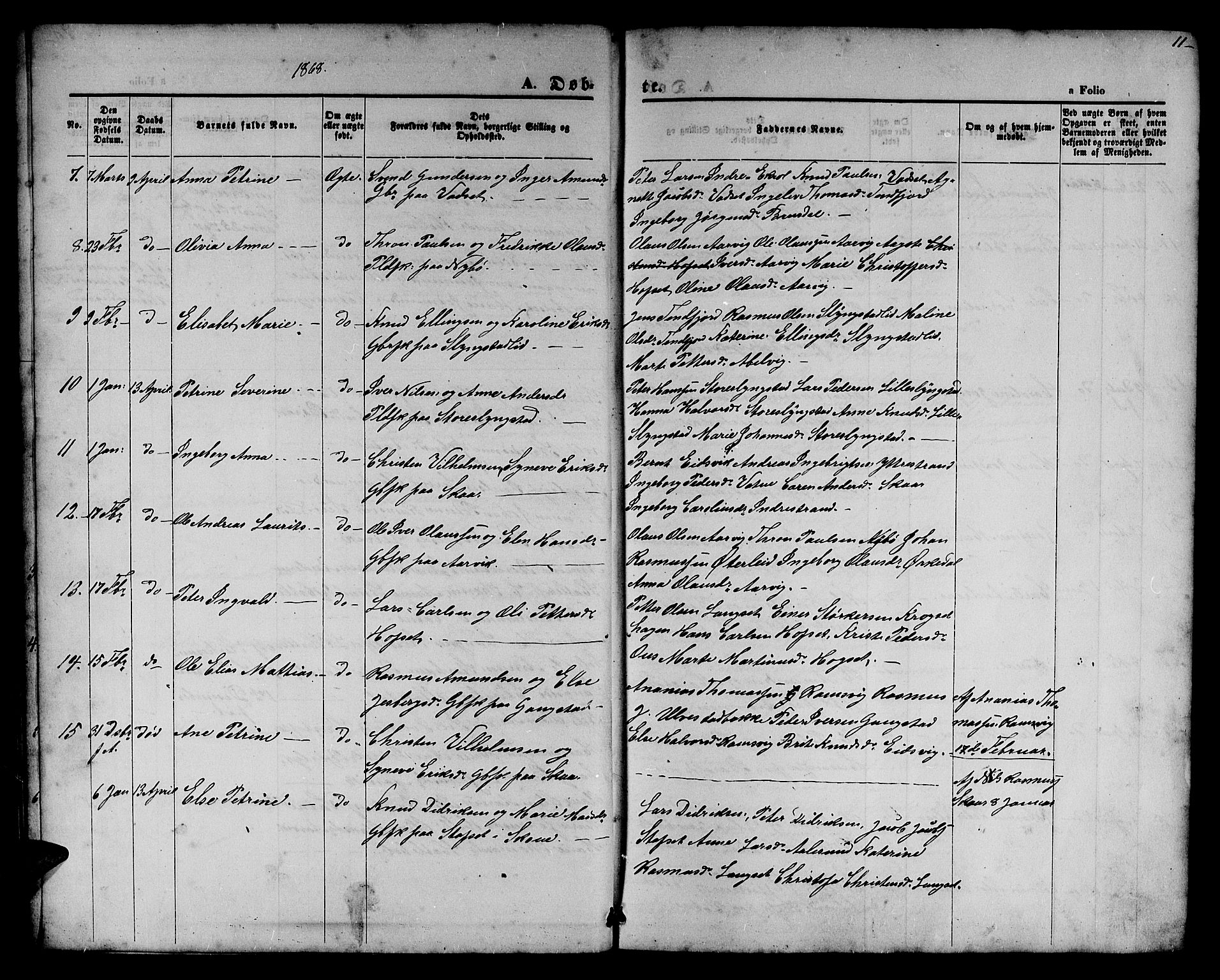 Ministerialprotokoller, klokkerbøker og fødselsregistre - Møre og Romsdal, AV/SAT-A-1454/525/L0375: Klokkerbok nr. 525C01, 1865-1879, s. 11