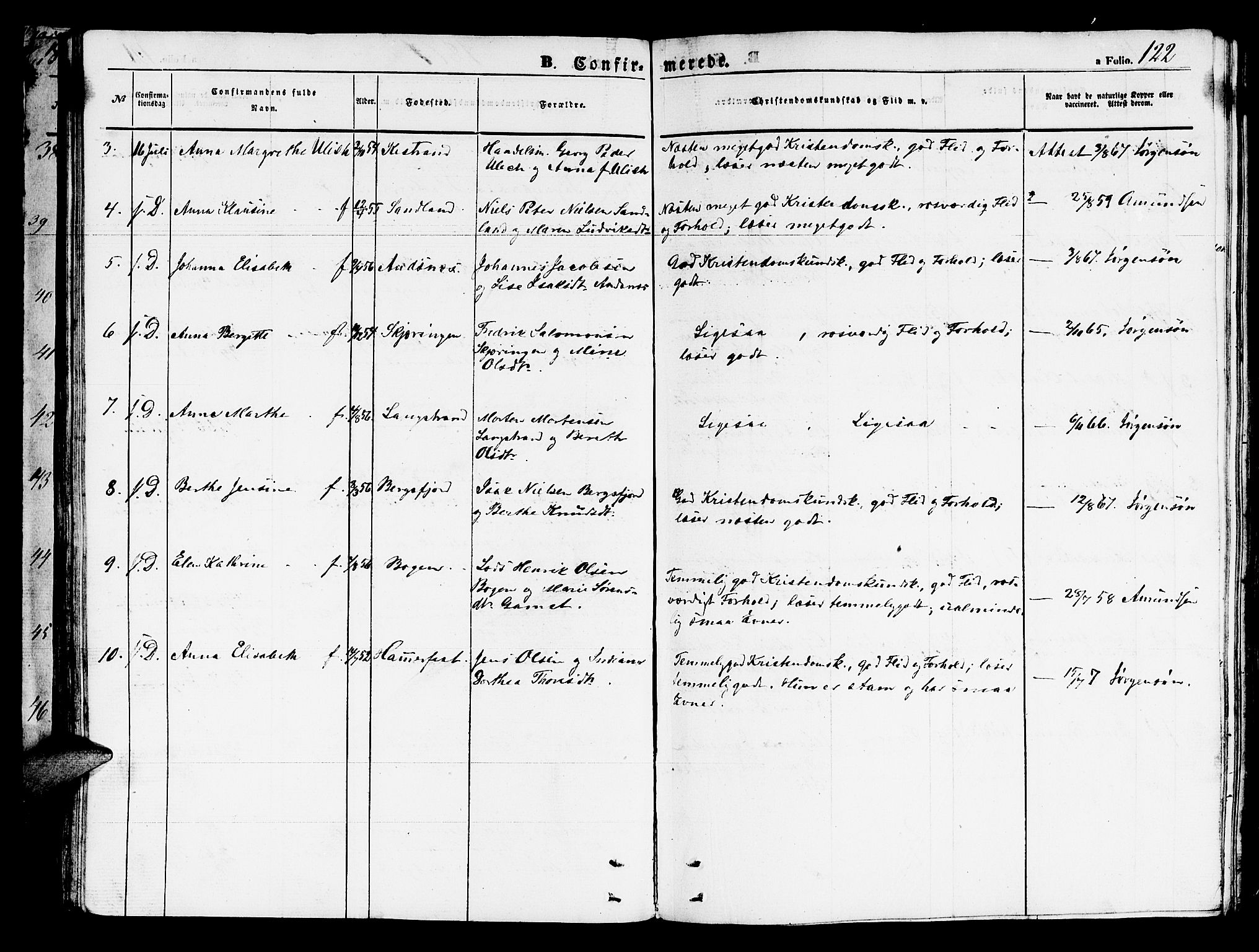 Loppa sokneprestkontor, AV/SATØ-S-1339/H/Hb/L0002klokker: Klokkerbok nr. 2, 1850-1880, s. 122