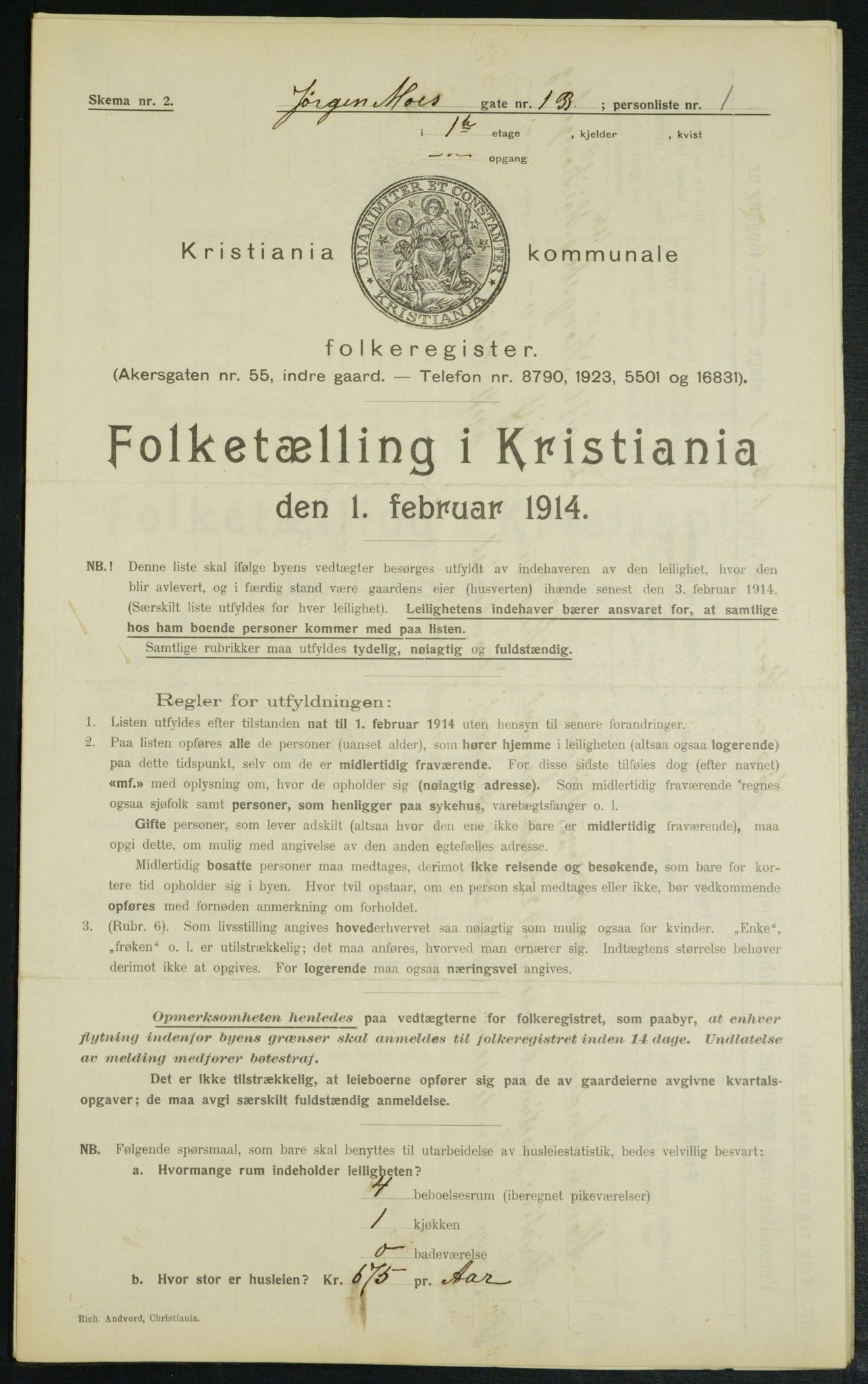 OBA, Kommunal folketelling 1.2.1914 for Kristiania, 1914, s. 47694