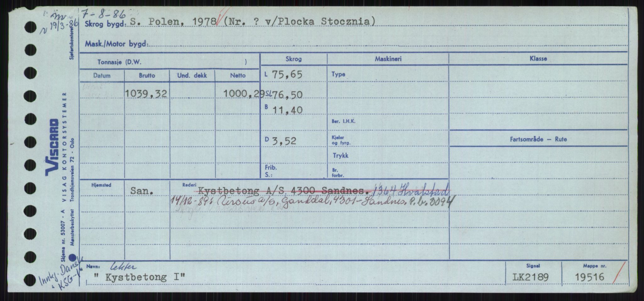 Sjøfartsdirektoratet med forløpere, Skipsmålingen, AV/RA-S-1627/H/Hc/L0001: Lektere, A-Y, s. 265