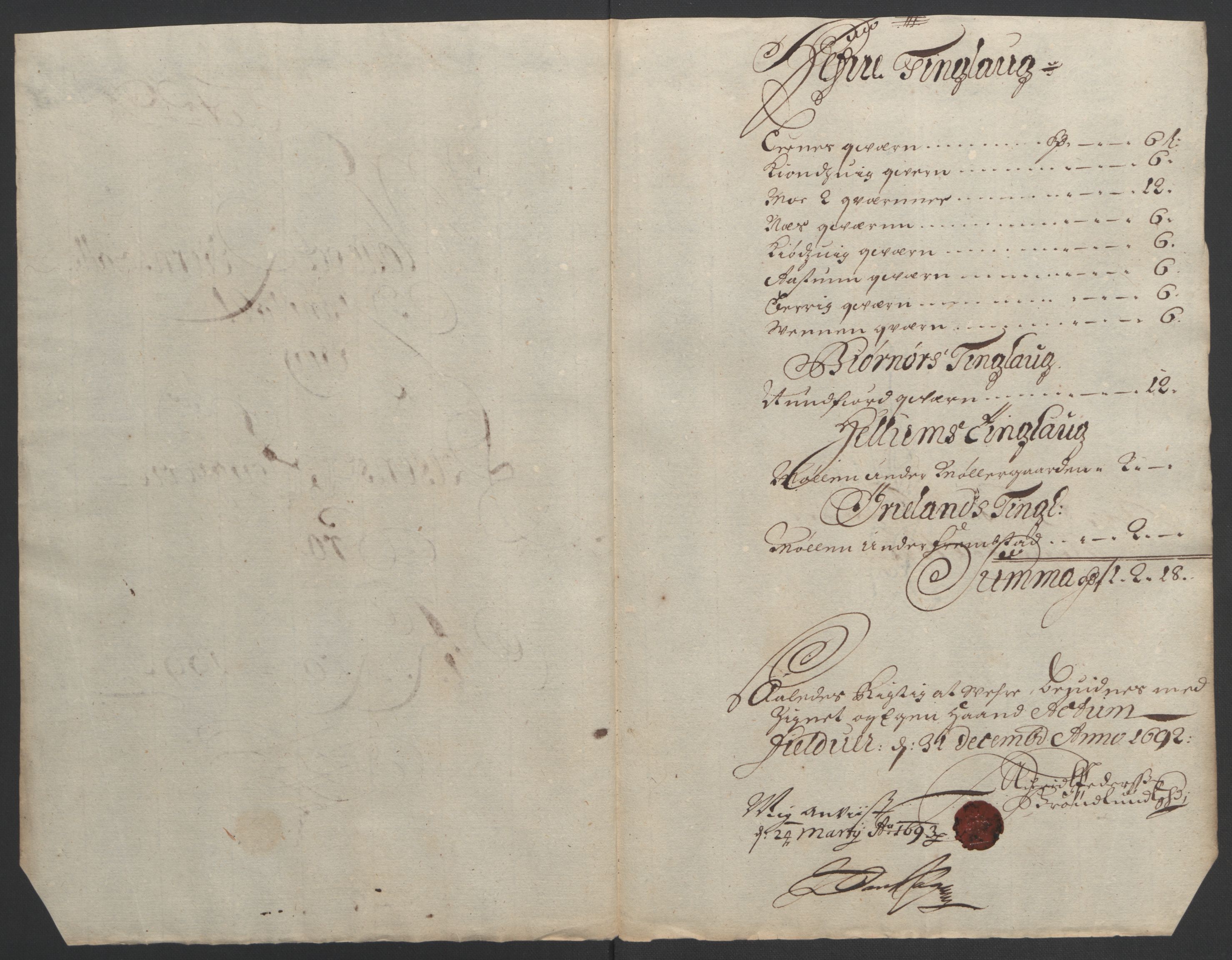 Rentekammeret inntil 1814, Reviderte regnskaper, Fogderegnskap, RA/EA-4092/R57/L3849: Fogderegnskap Fosen, 1692-1693, s. 84
