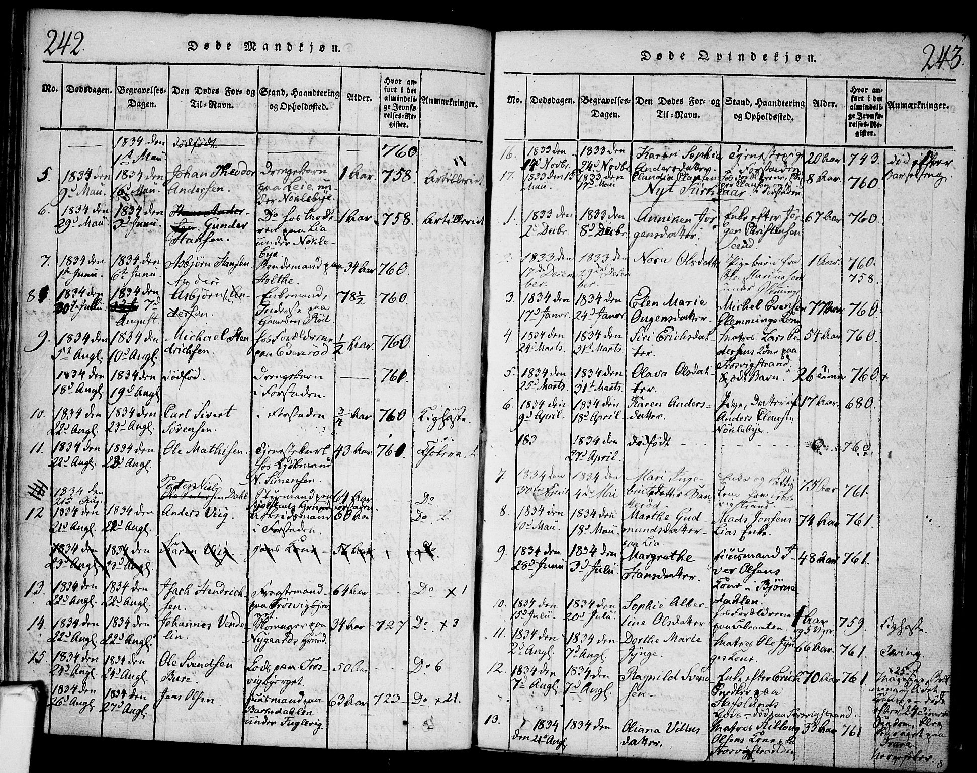 Glemmen prestekontor Kirkebøker, AV/SAO-A-10908/F/Fa/L0004: Ministerialbok nr. 4, 1816-1838, s. 242-243