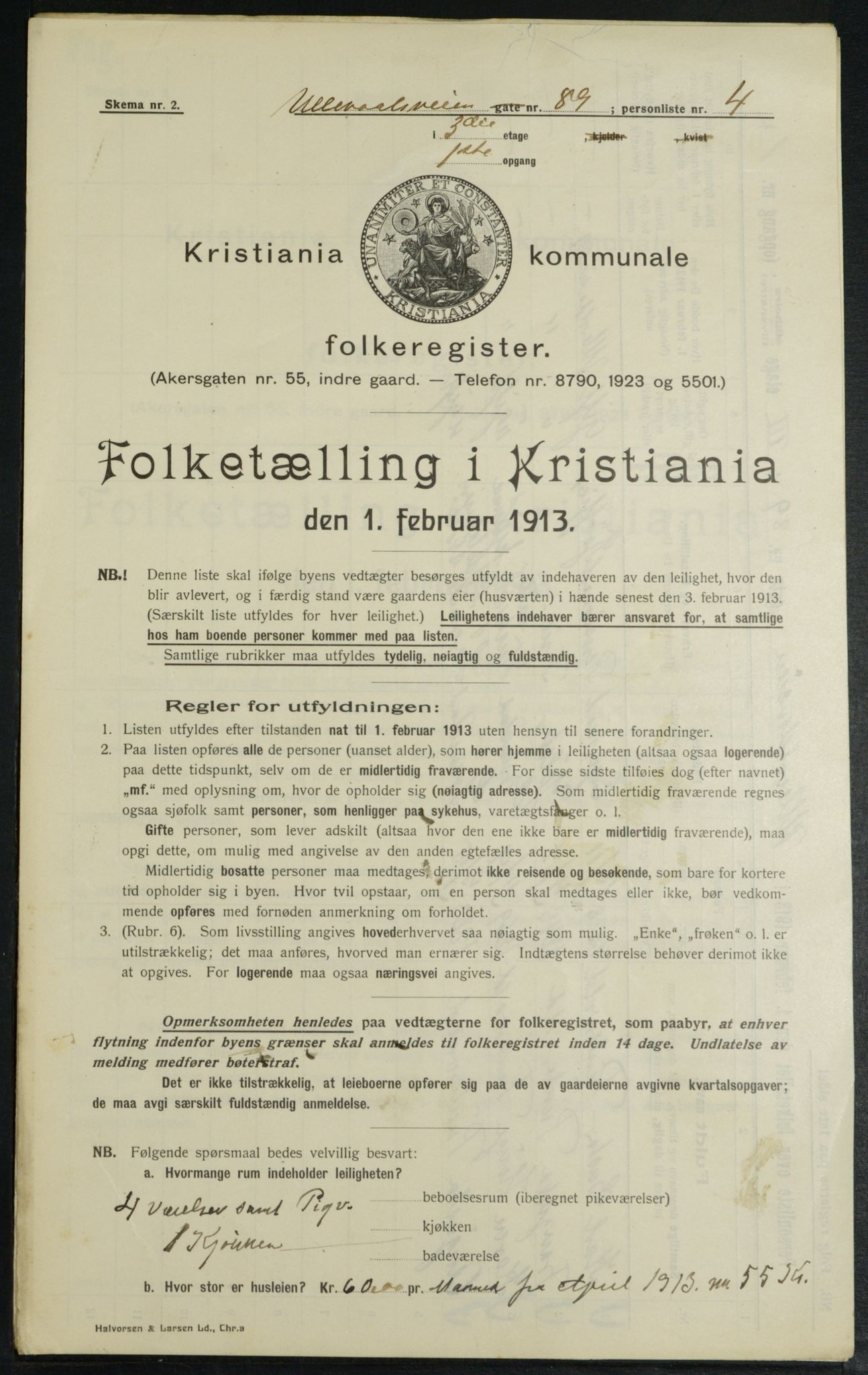 OBA, Kommunal folketelling 1.2.1913 for Kristiania, 1913, s. 119559