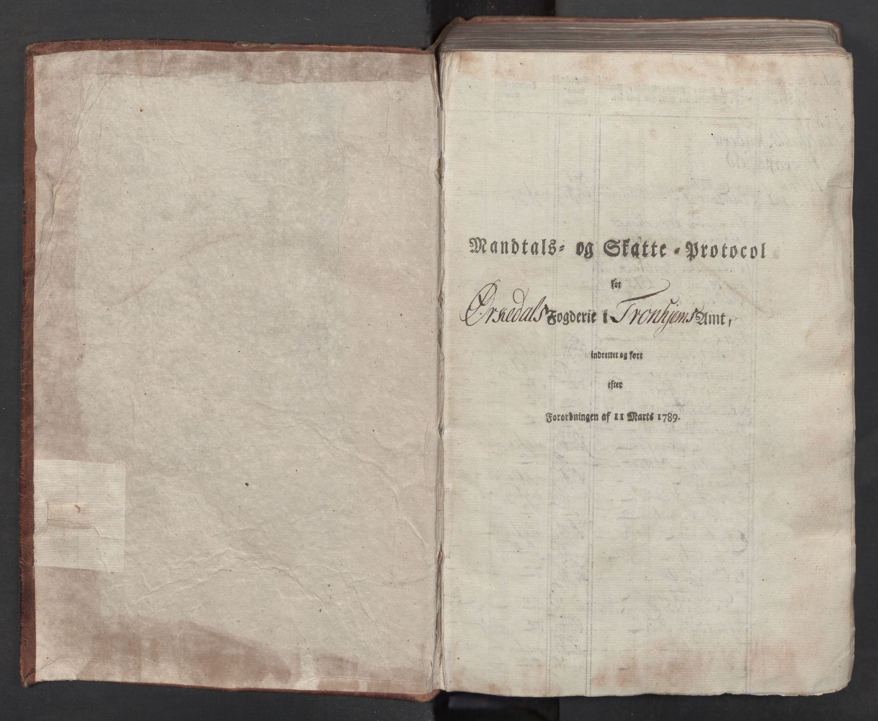 Rentekammeret inntil 1814, Reviderte regnskaper, Mindre regnskaper, RA/EA-4068/Rf/Rfe/L0033: Orkdal og Gauldal fogderi, 1789, s. 2