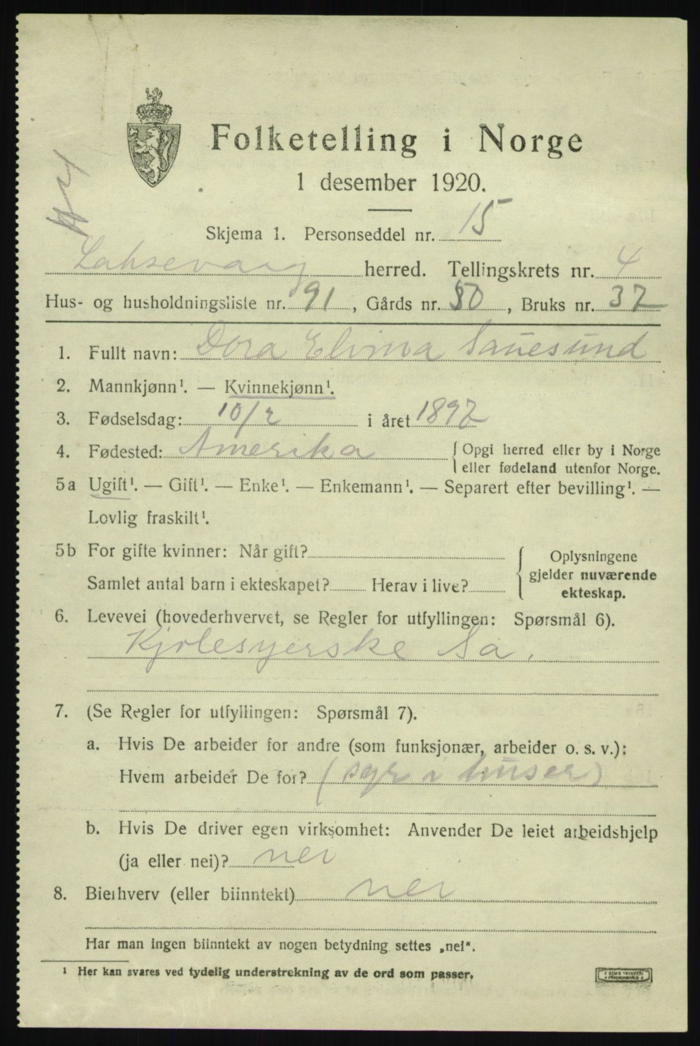 SAB, Folketelling 1920 for 1248 Laksevåg herred, 1920, s. 14862