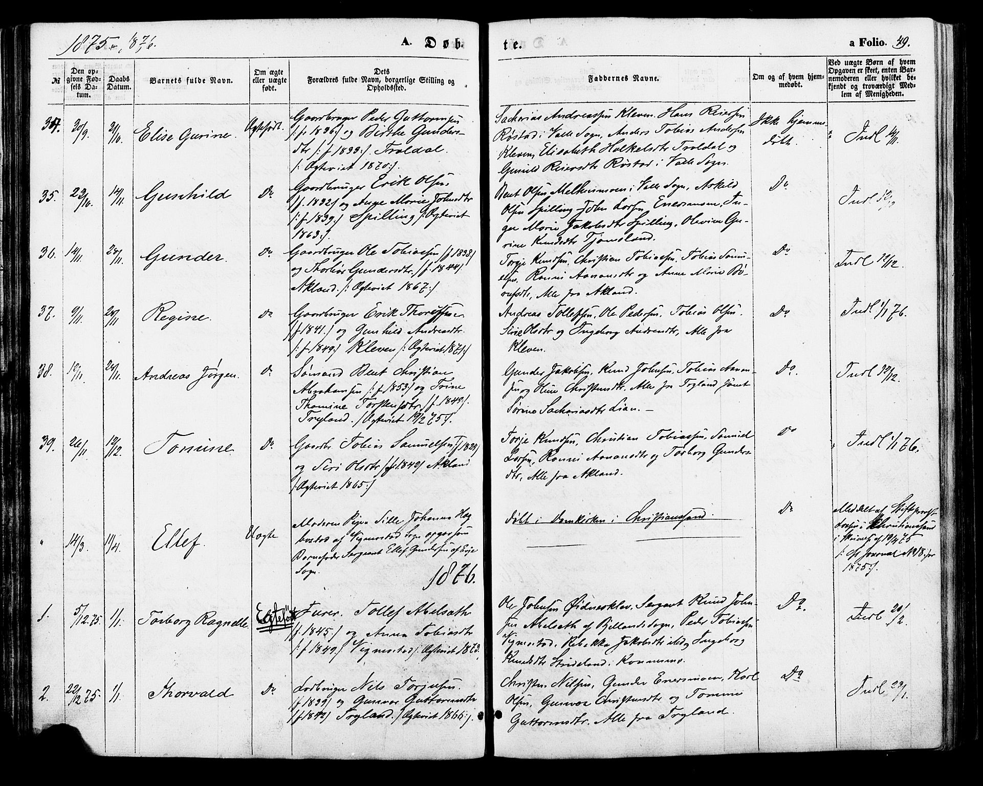 Nord-Audnedal sokneprestkontor, AV/SAK-1111-0032/F/Fa/Fab/L0002: Ministerialbok nr. A 2, 1859-1882, s. 49