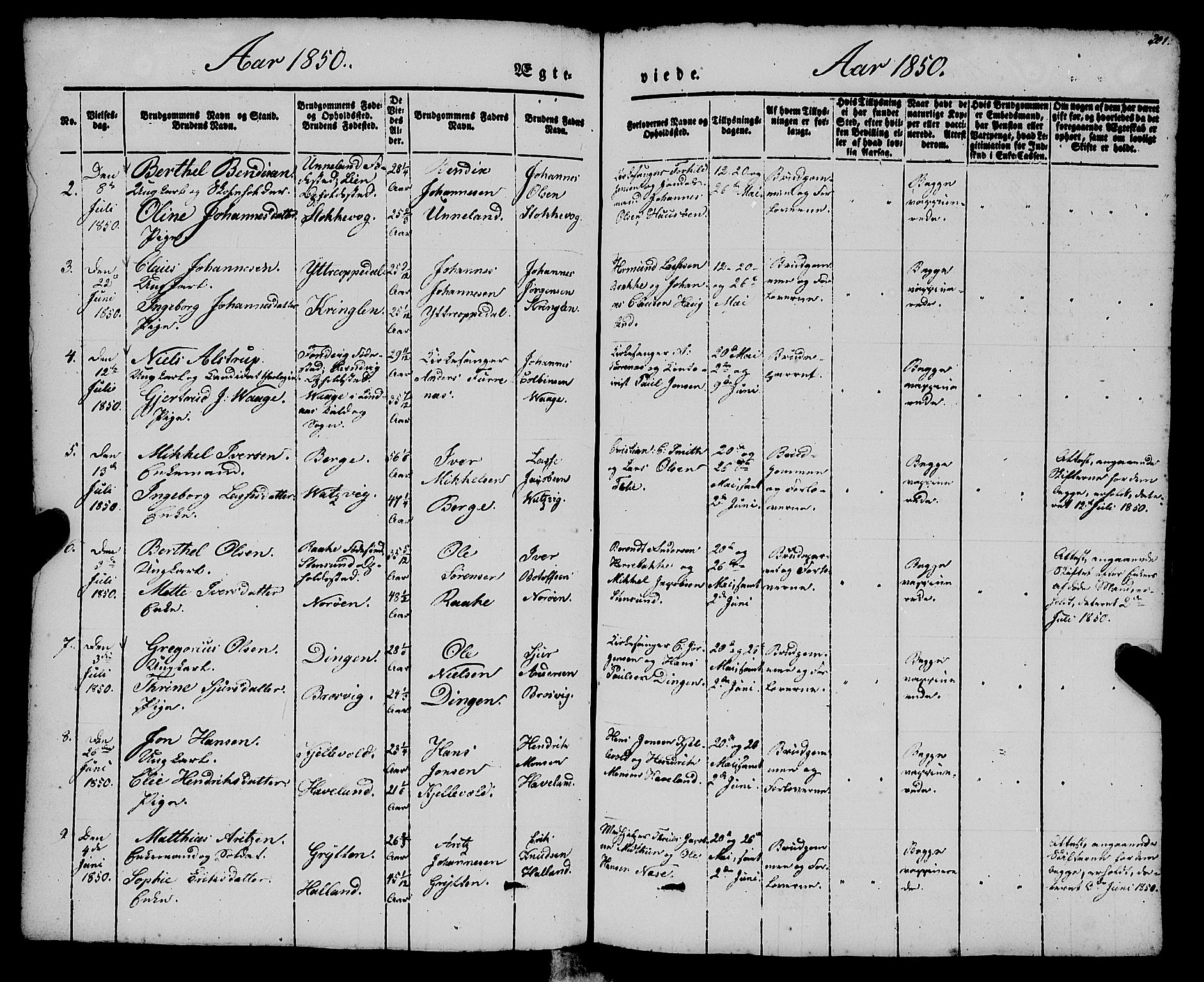 Gulen sokneprestembete, AV/SAB-A-80201/H/Haa/Haaa/L0021: Ministerialbok nr. A 21, 1848-1858, s. 201