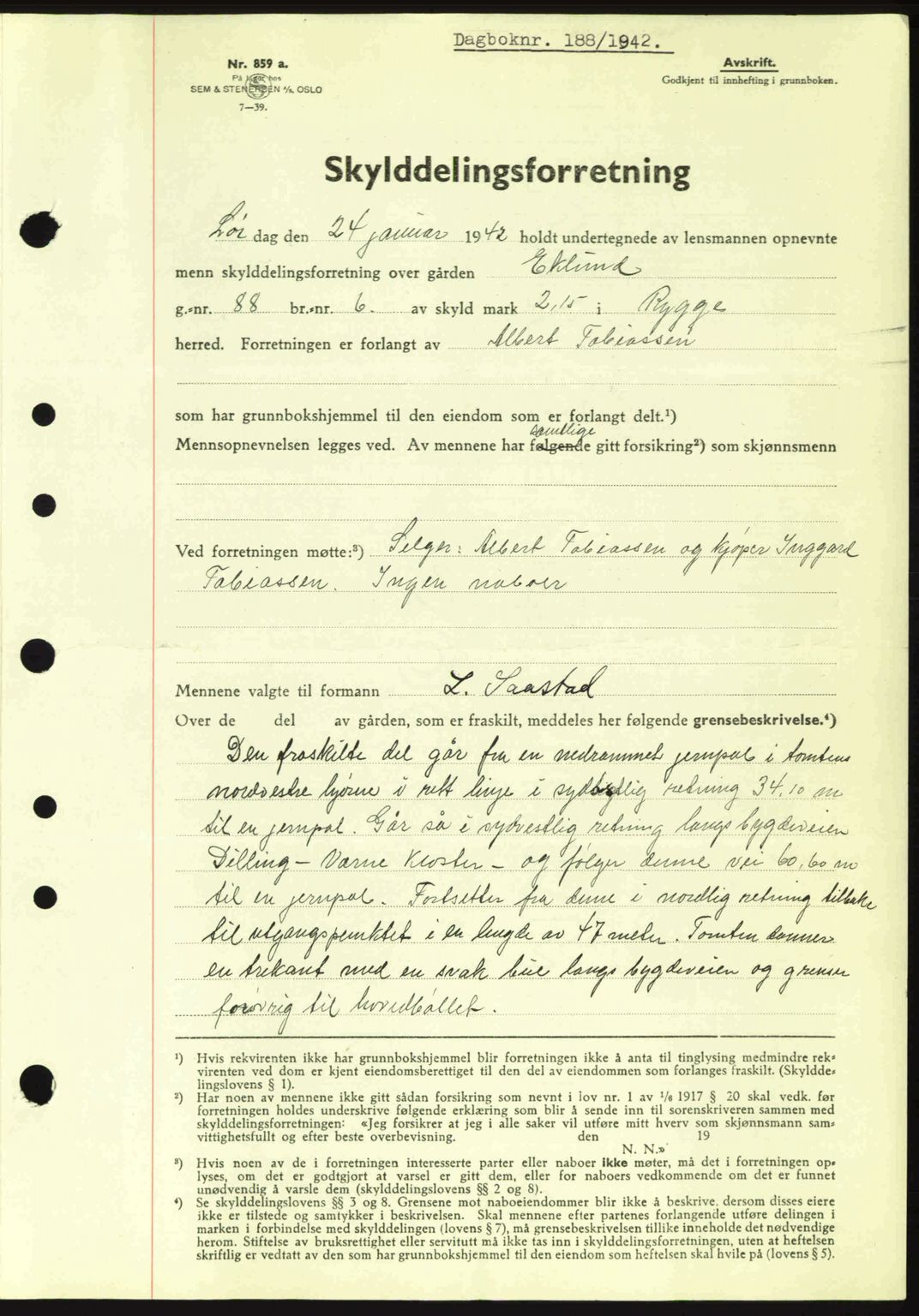 Moss sorenskriveri, SAO/A-10168: Pantebok nr. A9, 1941-1942, Dagboknr: 188/1942