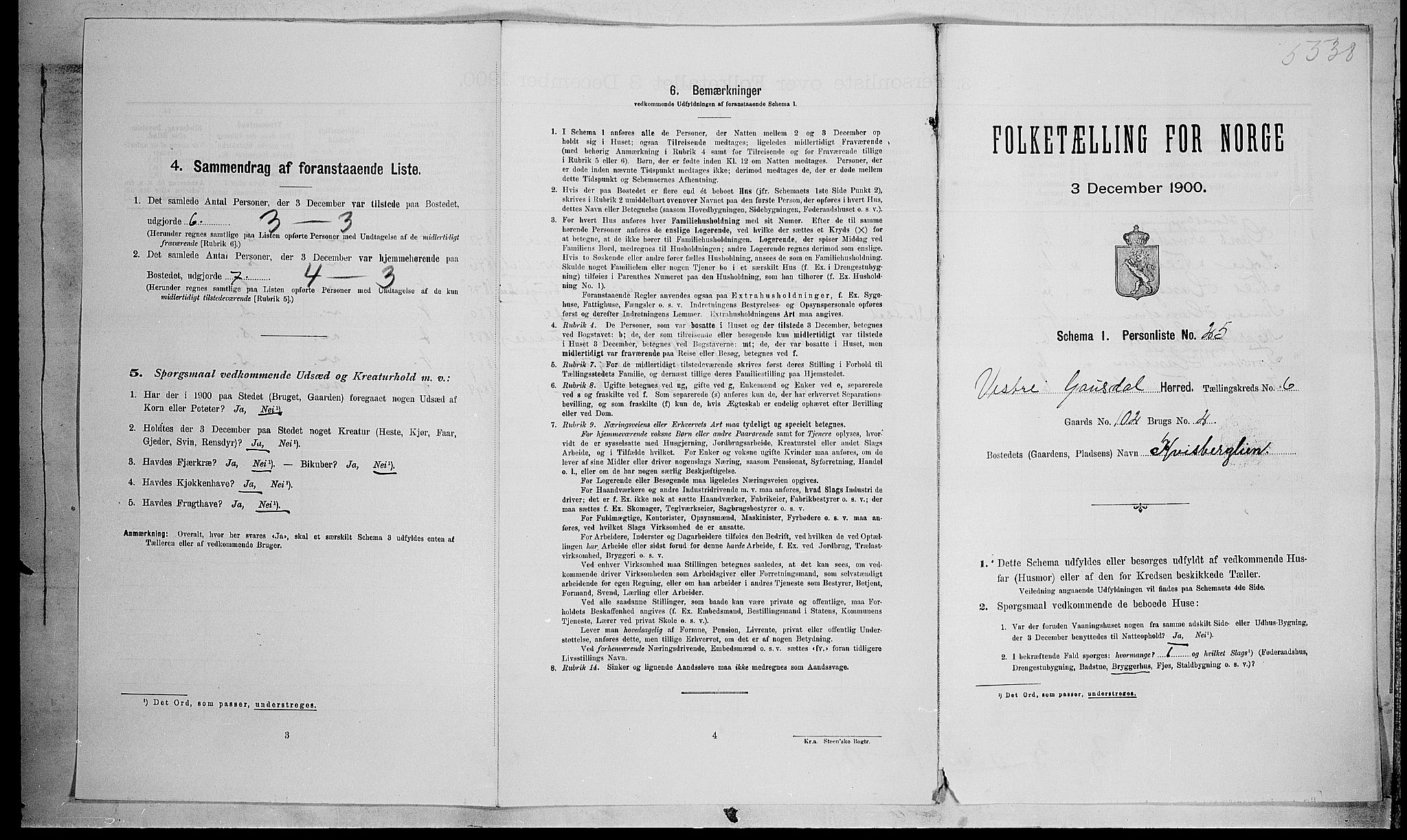 SAH, Folketelling 1900 for 0523 Vestre Gausdal herred, 1900, s. 765
