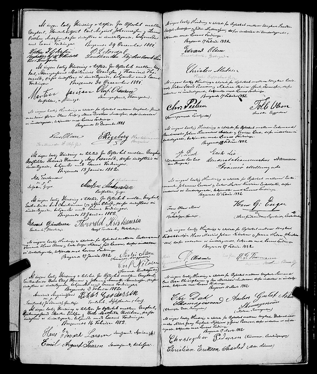 Bragernes kirkebøker, SAKO/A-6/H/Hb/L0002: Forlovererklæringer nr. 2, 1865-1887